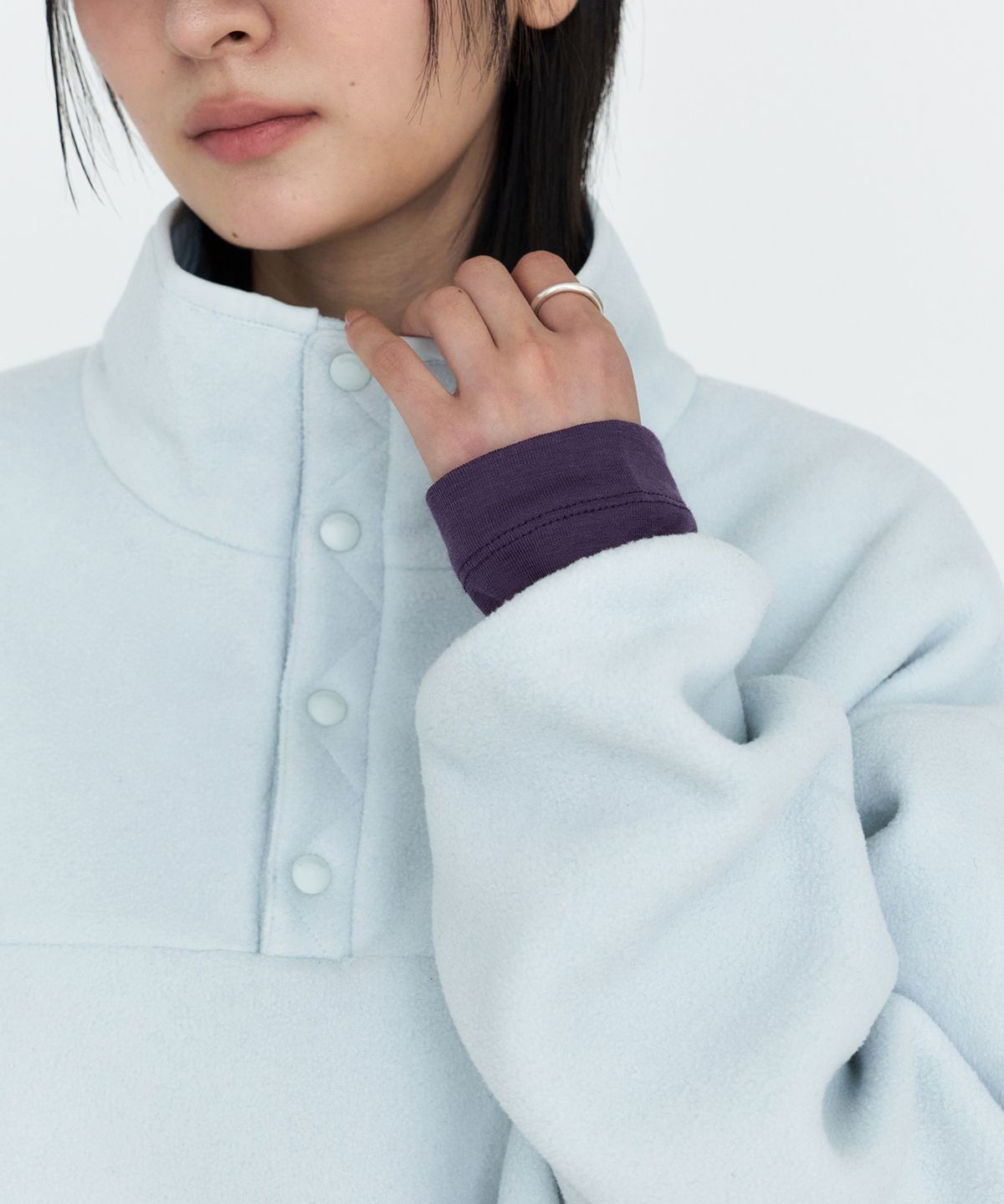 몽돌(MONGDOL) 하프 스냅 플리스 아노락 스카이블루 MDTS103SKYBLUE