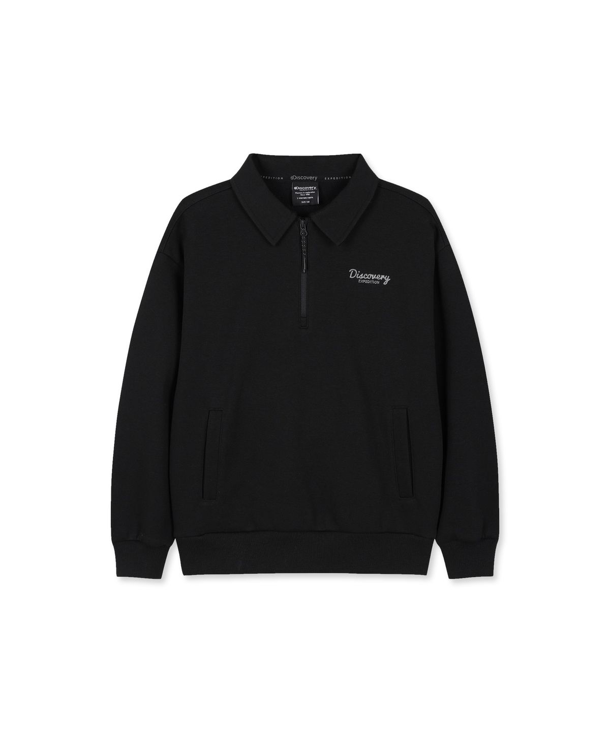 디스커버리 키즈(DISCOVERY KIDS) 키즈 반집업 기모 맨투맨-팬츠 2SET (BLACK)