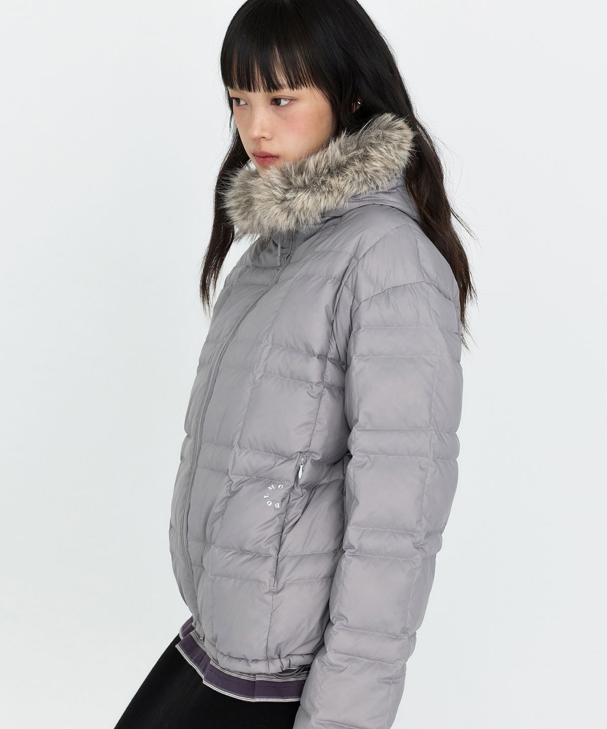 몽돌(MONGDOL) 덕 다운 퍼 후드 경량 패딩 그레이 MDJP024GRAY