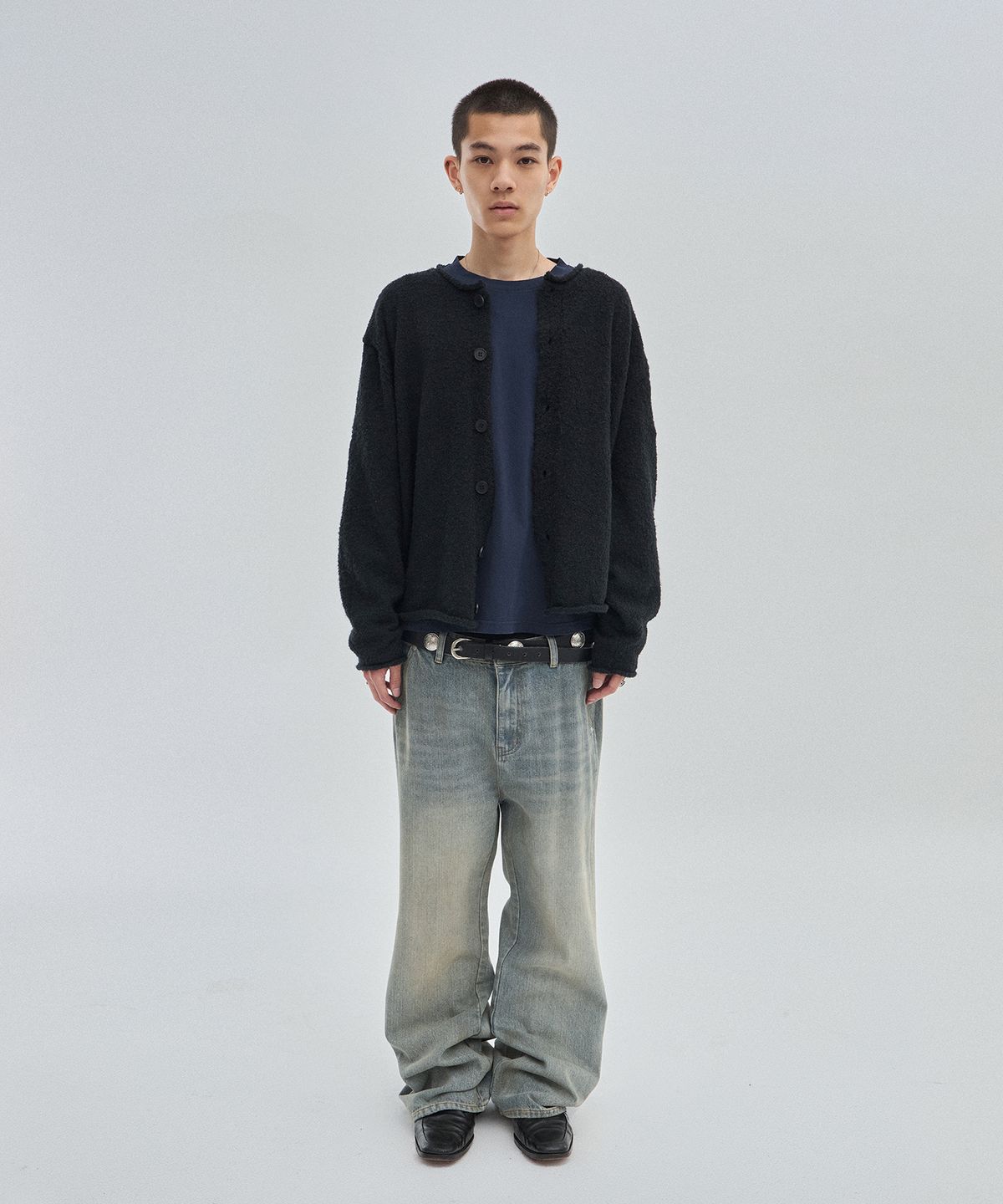 스웨이드(SUADE) SHEARLING KNIT CARDIGAN [BLACK]