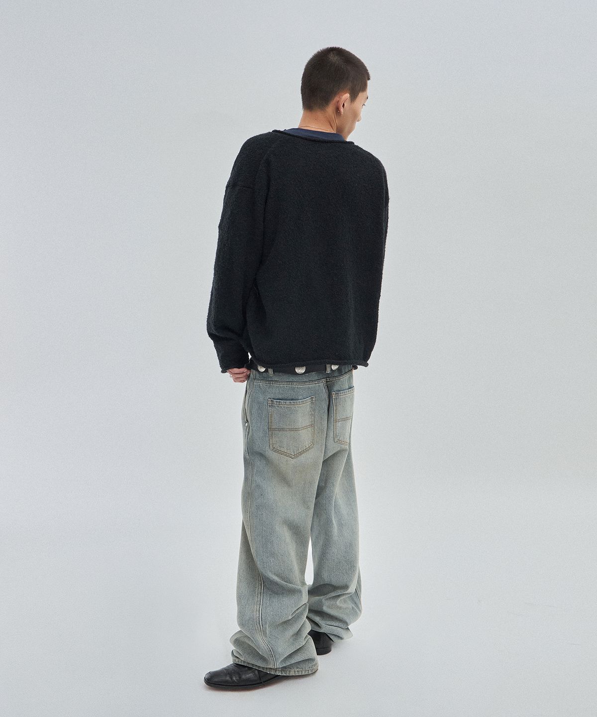 스웨이드(SUADE) SHEARLING KNIT CARDIGAN [BLACK]