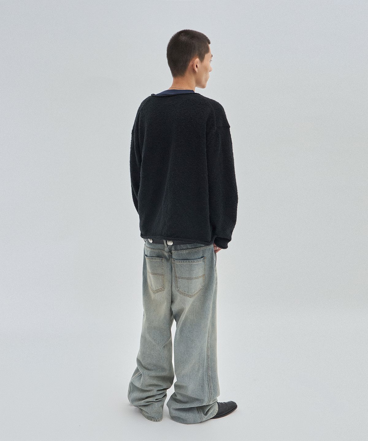 스웨이드(SUADE) SHEARLING KNIT CARDIGAN [BLACK]