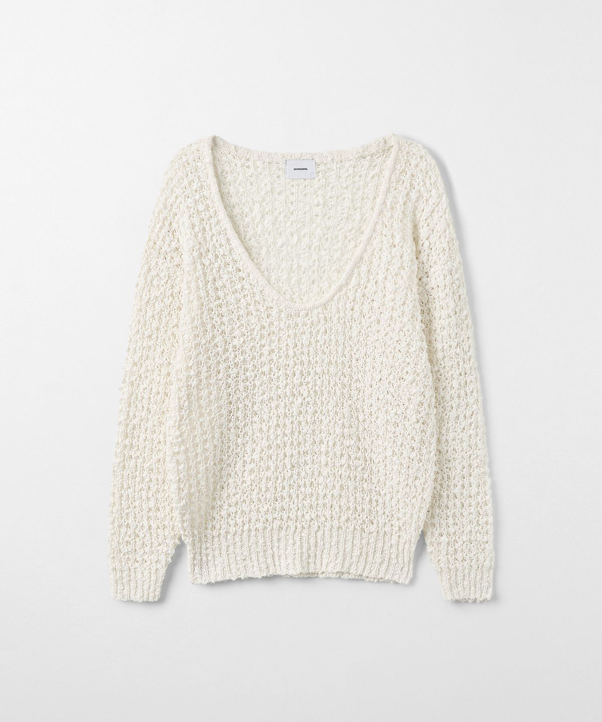 몽돌(MONGDOL) U넥 오버핏 니트 탑 아이보리 MDKT131IVORY
