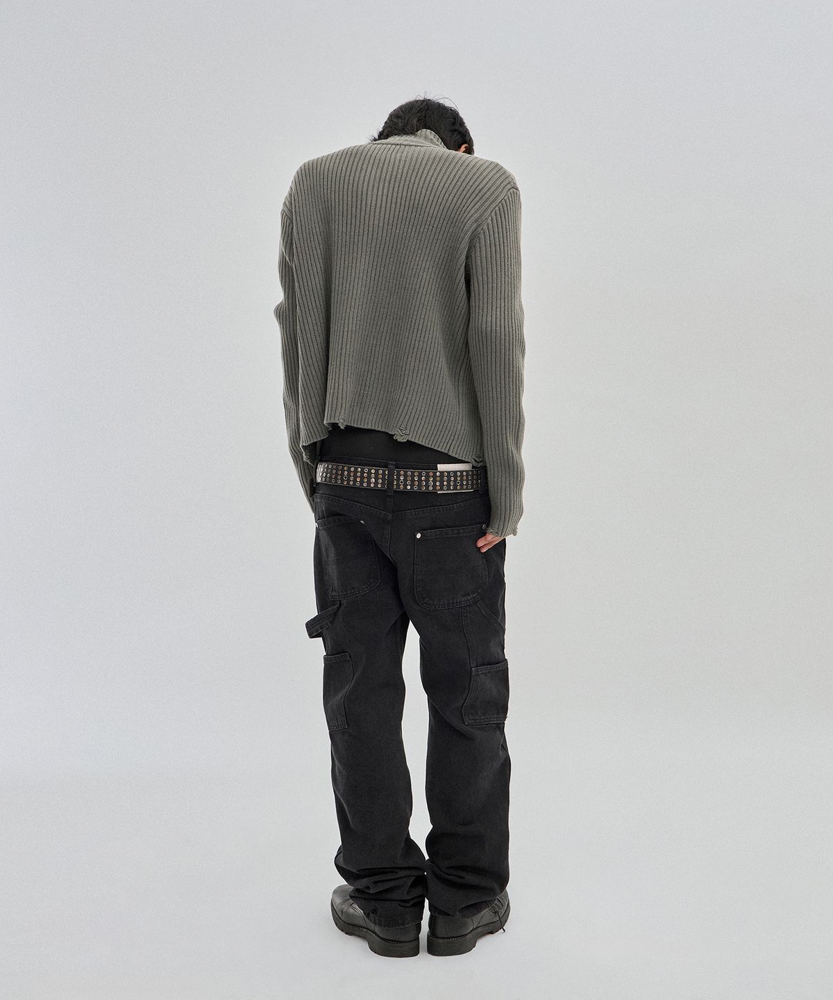 스웨이드(SUADE) DAMAGE KNIT ZIP UP [GRAY]