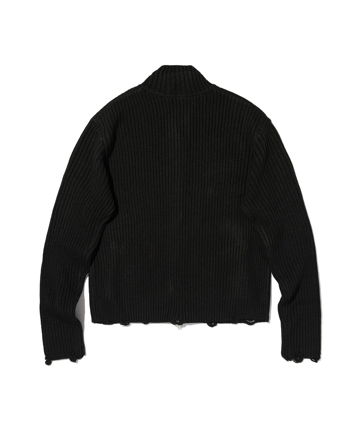 스웨이드(SUADE) DAMAGE KNIT ZIP UP [BLACK]