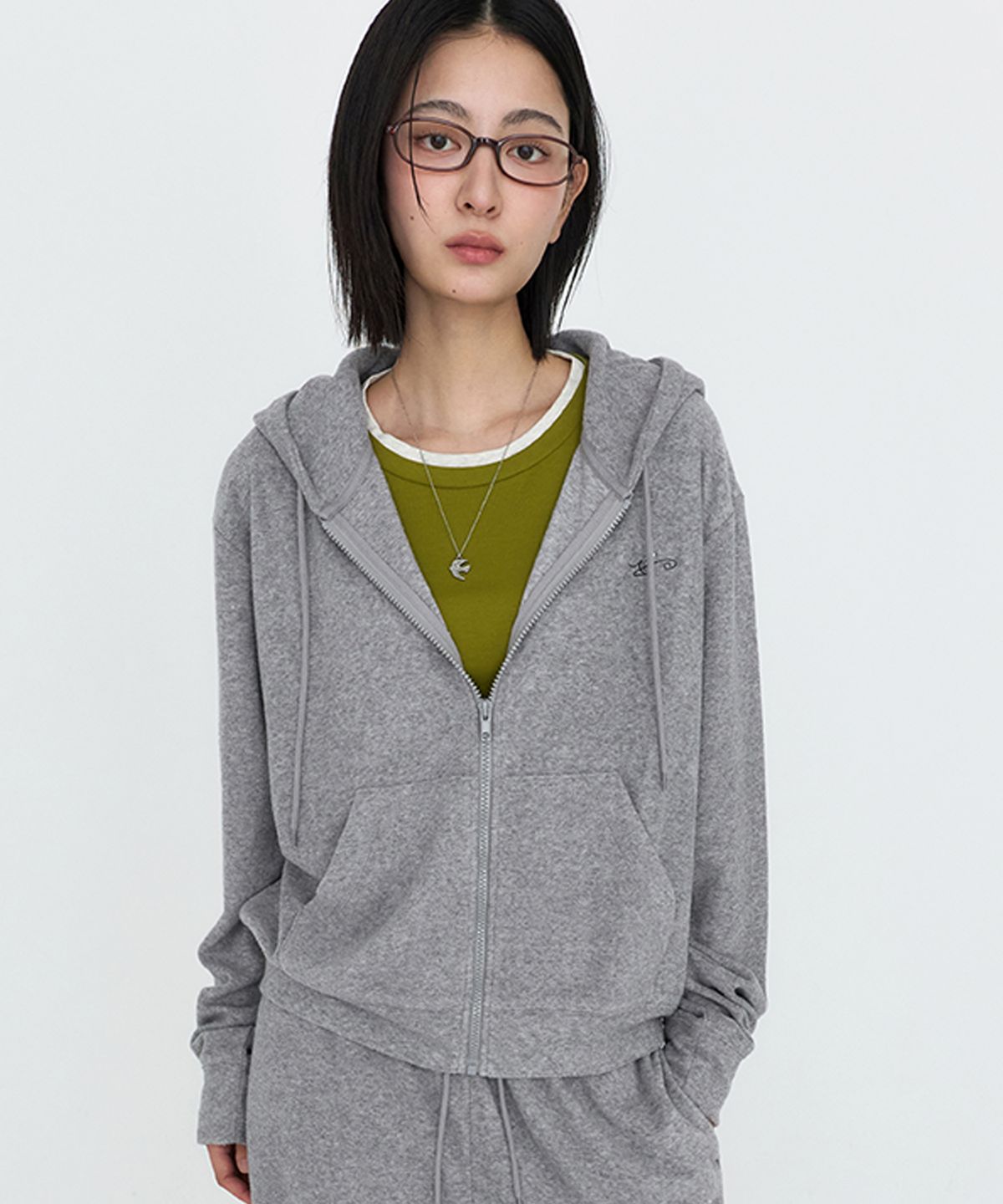몽돌(MONGDOL) 소프트 에센셜 후드 집업 그레이 MDTS104GRAY