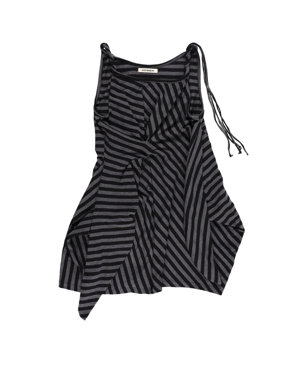 샌드뮤지엄(SAND MUSEUM) TIE LAYERED DRESS [Stripe Charcoal]