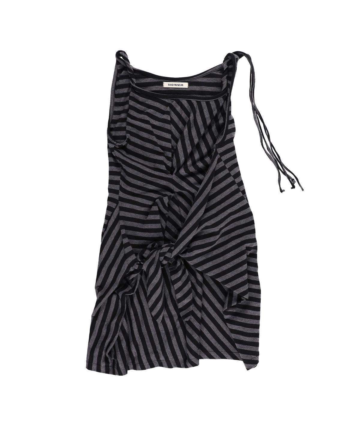 샌드뮤지엄(SAND MUSEUM) TIE LAYERED DRESS [Stripe Charcoal]