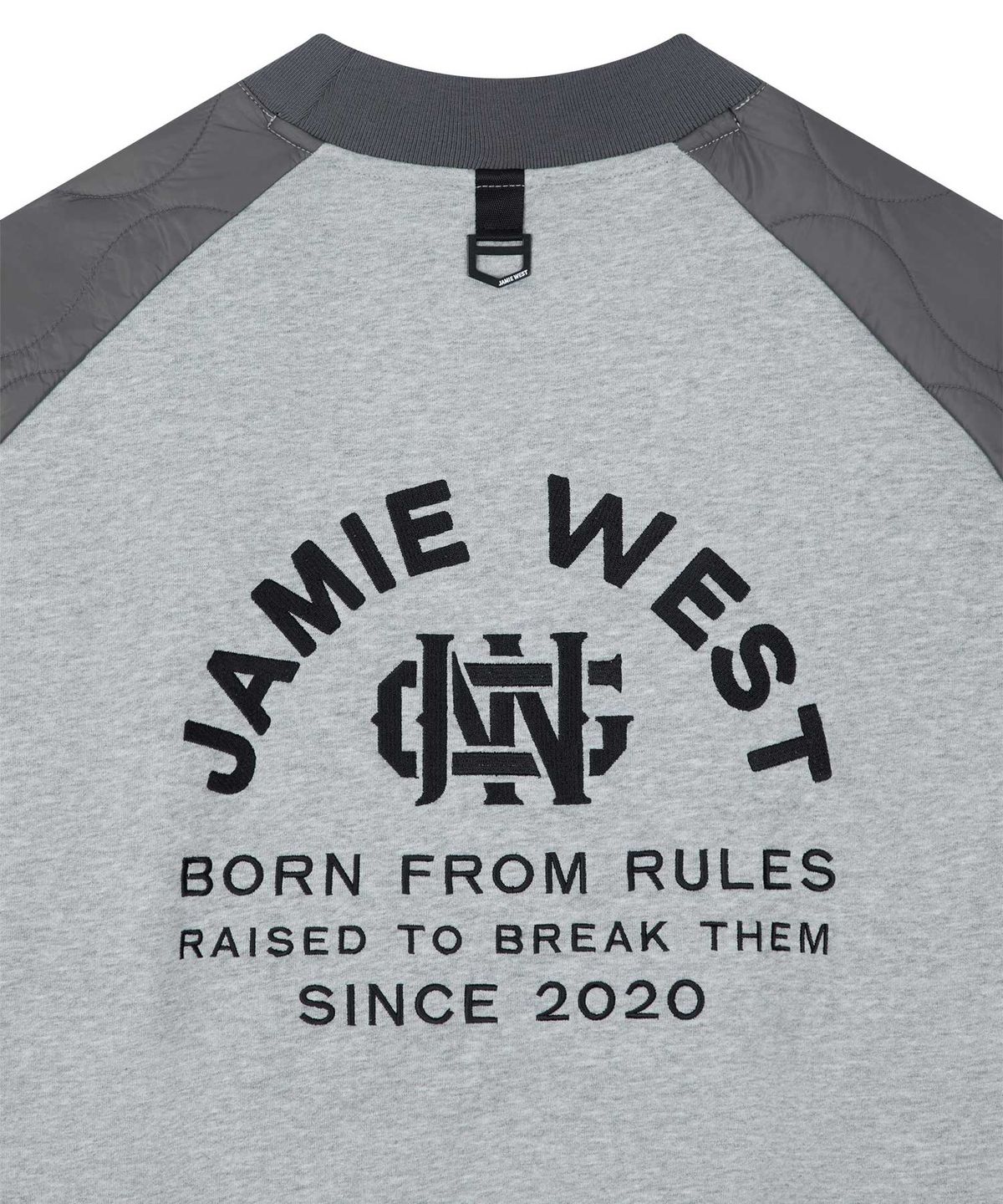 제이미웨스트(JAMIE WEST) 패디드 슬리브 모크넥 맨투맨 (멜란지그레이)