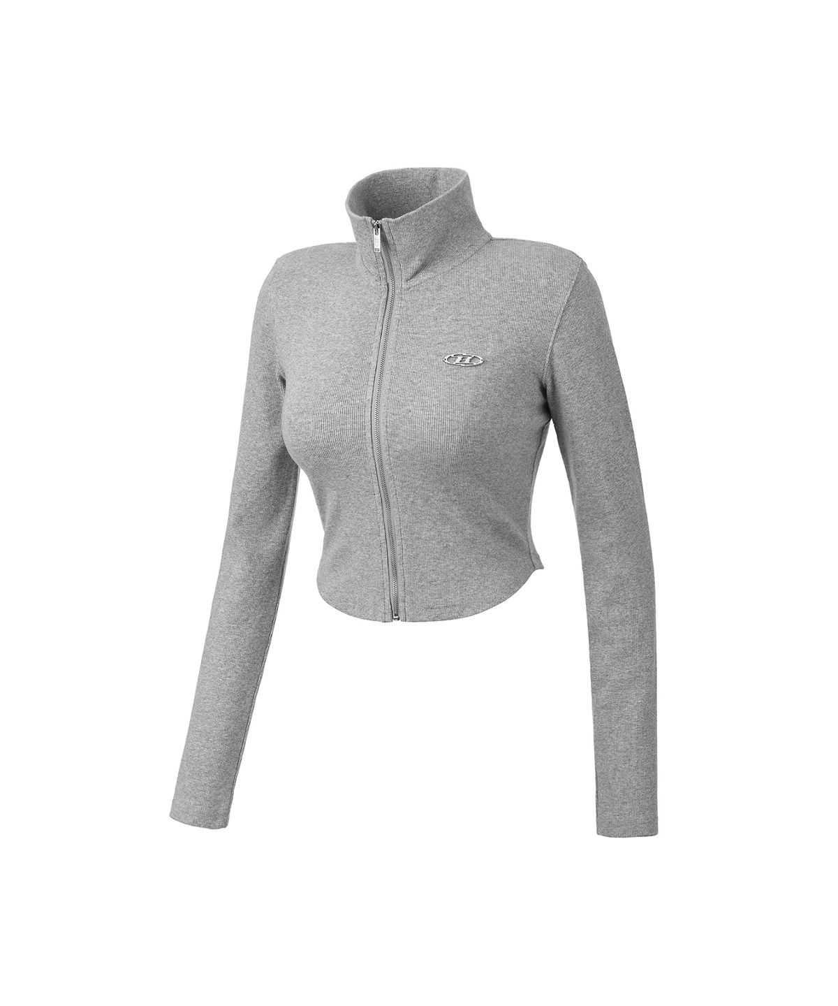 본투윈(BORN TO WIN) W B PENDANT RIBBED ZIP-UP [MELANGE GREY]