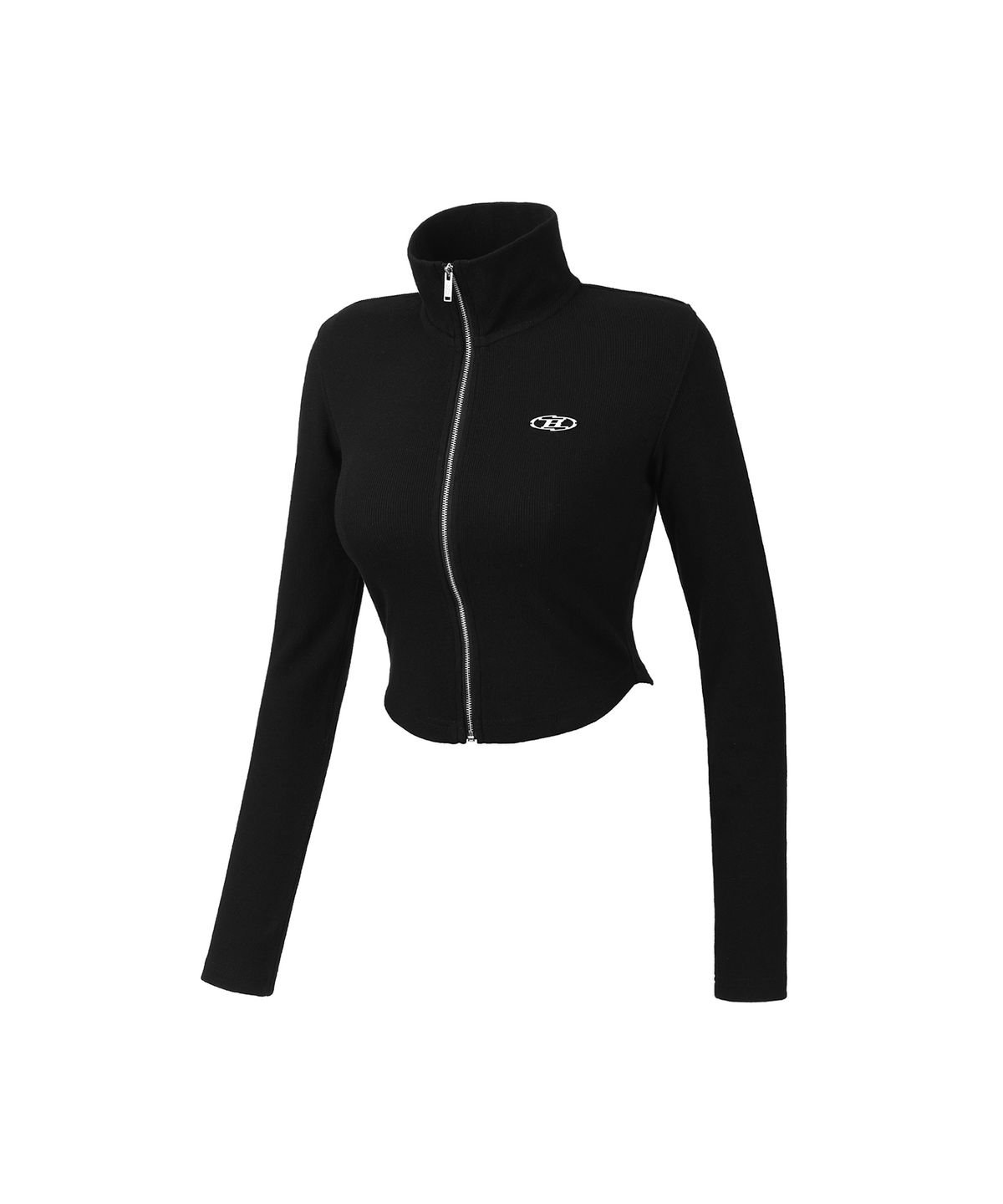 본투윈(BORN TO WIN) W B PENDANT RIBBED ZIP-UP [BLACK]
