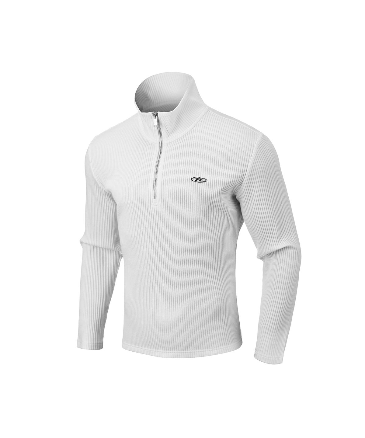 본투윈(BORN TO WIN) B PENDANT RIBBED HALF ZIP-UP LONG SLEEVE [WHITE]