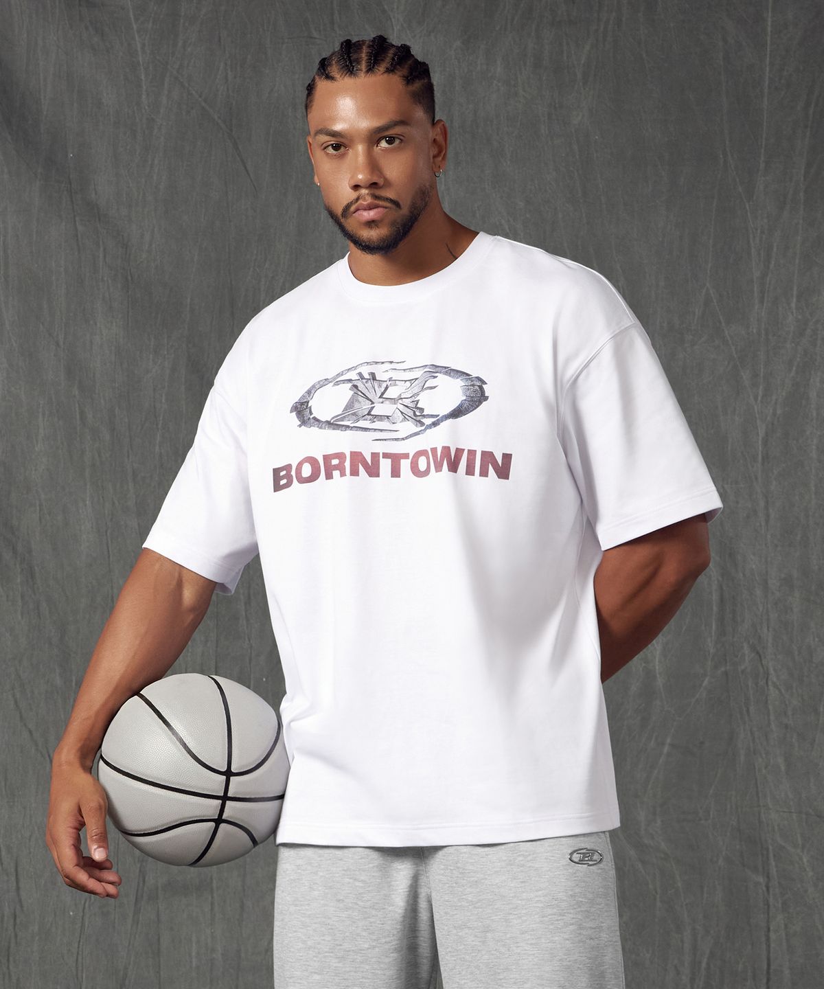 본투윈(BORN TO WIN) DAMAGED SYMBOL B LOGO T-SHIRTS [WHITE]