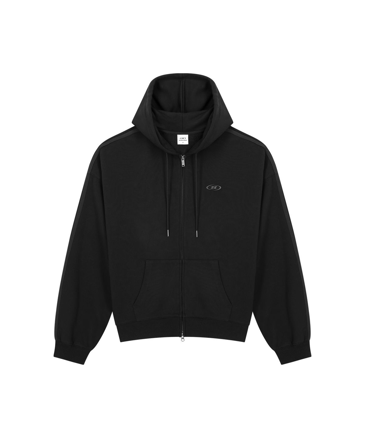 본투윈(BORN TO WIN) BLACK CHROME B TRACK LINE HOODIE ZIP-UP [BLACK]