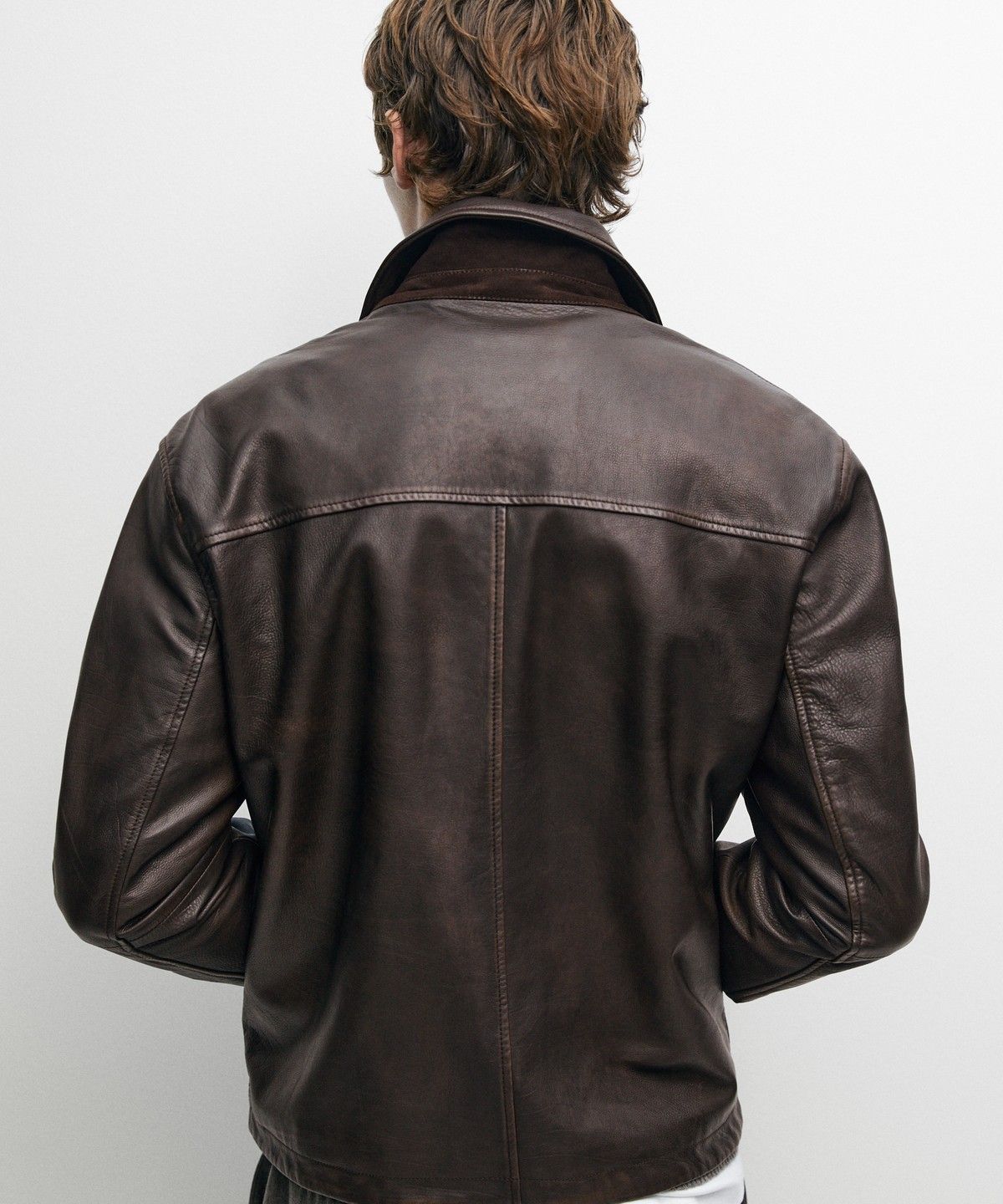 마시모두띠(MASSIMO DUTTI) 토글 코듀로이 칼라 나파 가죽 재킷