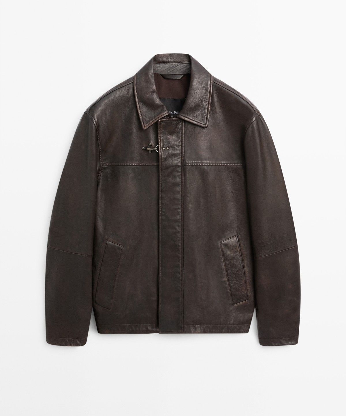 마시모두띠(MASSIMO DUTTI) 토글 코듀로이 칼라 나파 가죽 재킷