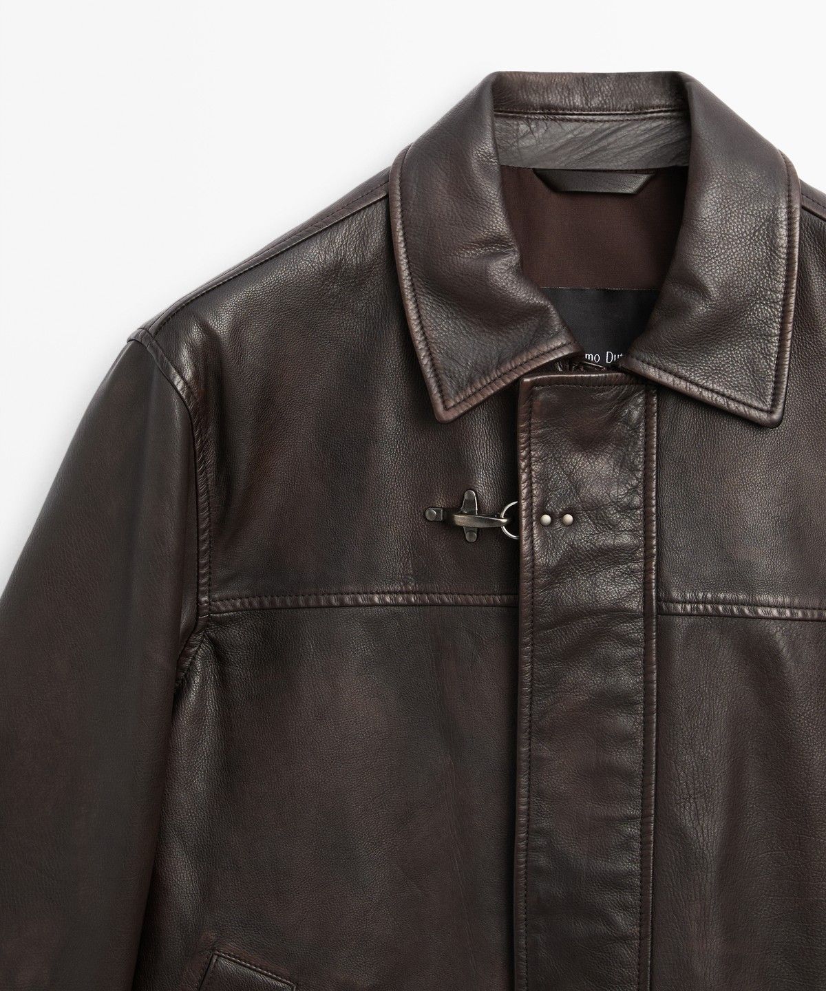 마시모두띠(MASSIMO DUTTI) 토글 코듀로이 칼라 나파 가죽 재킷