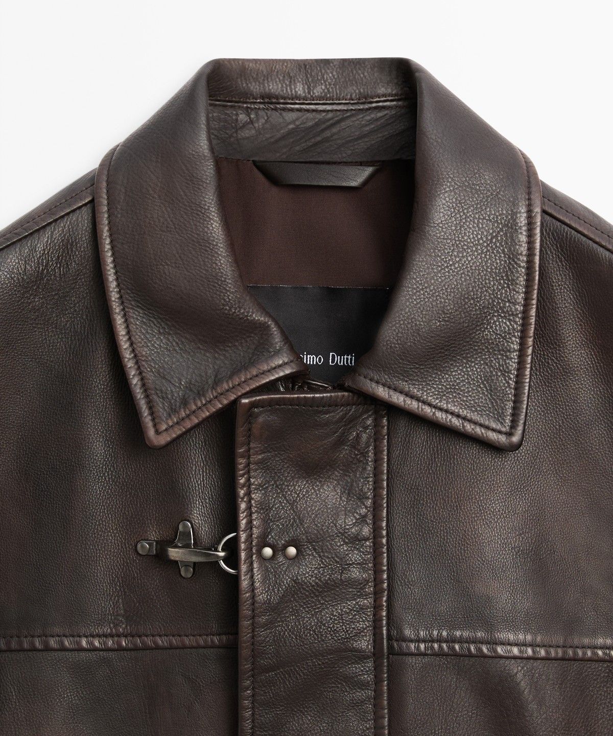 마시모두띠(MASSIMO DUTTI) 토글 코듀로이 칼라 나파 가죽 재킷