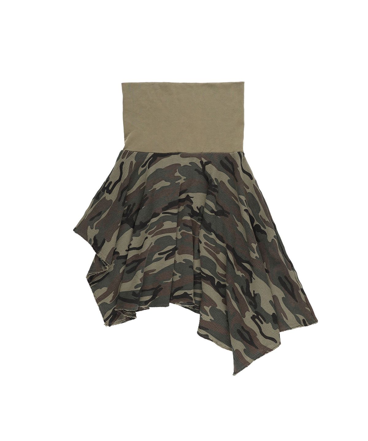 샌드뮤지엄(SAND MUSEUM) FOLDED WAFFLE LAYERED SKIRT [Camo Olive]