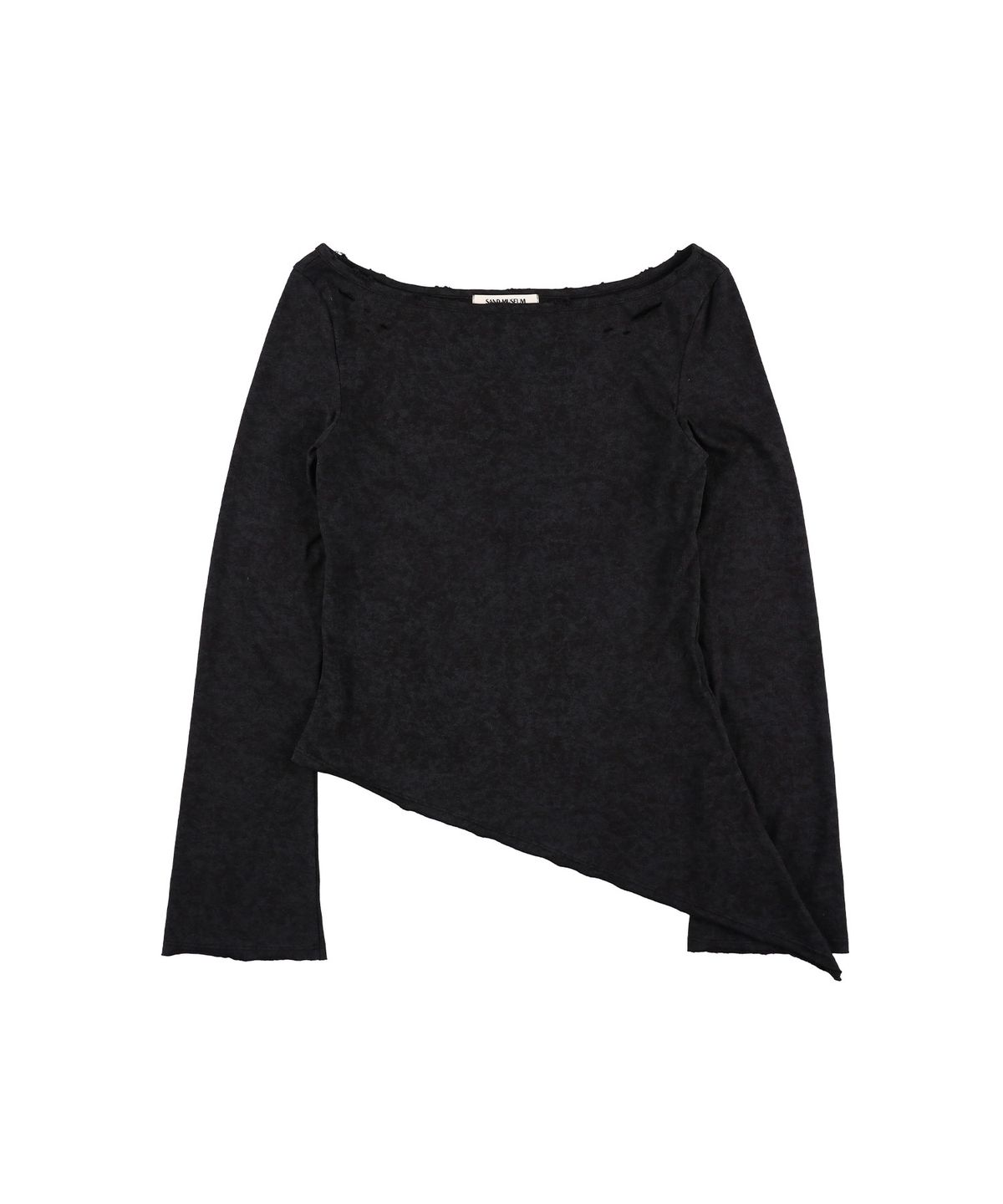 샌드뮤지엄(SAND MUSEUM) DAMAGED BOAT NECK TEE [Black]