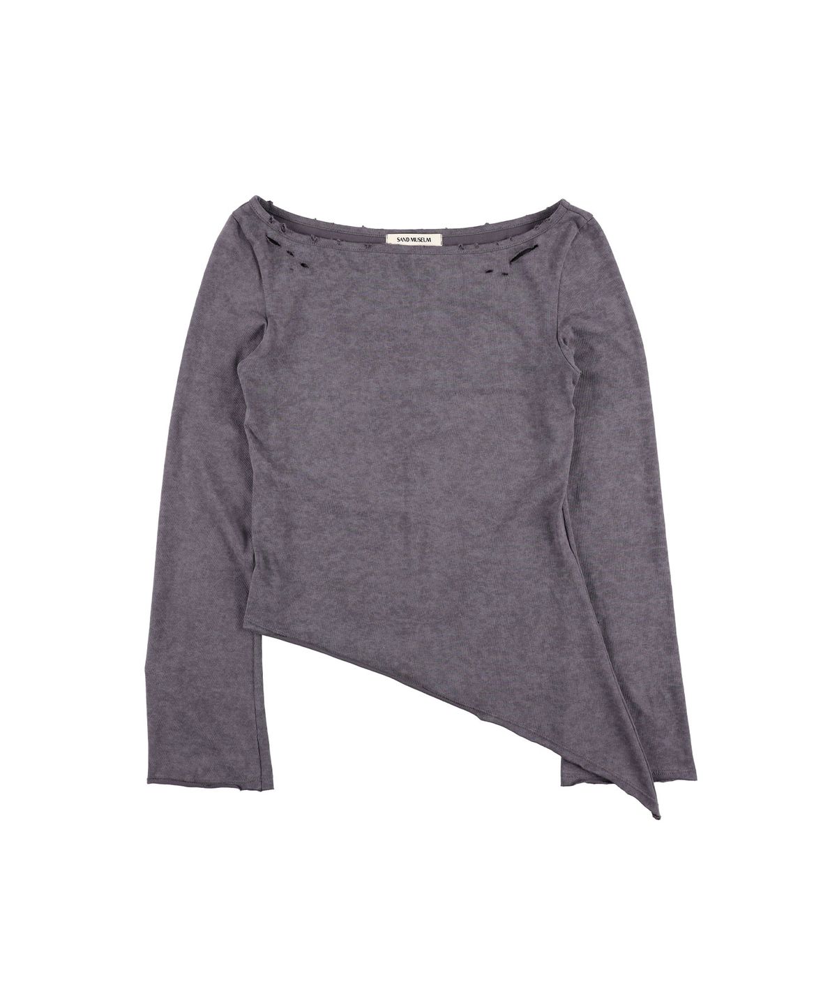 샌드뮤지엄(SAND MUSEUM) DAMAGED BOAT NECK TEE [Gray]