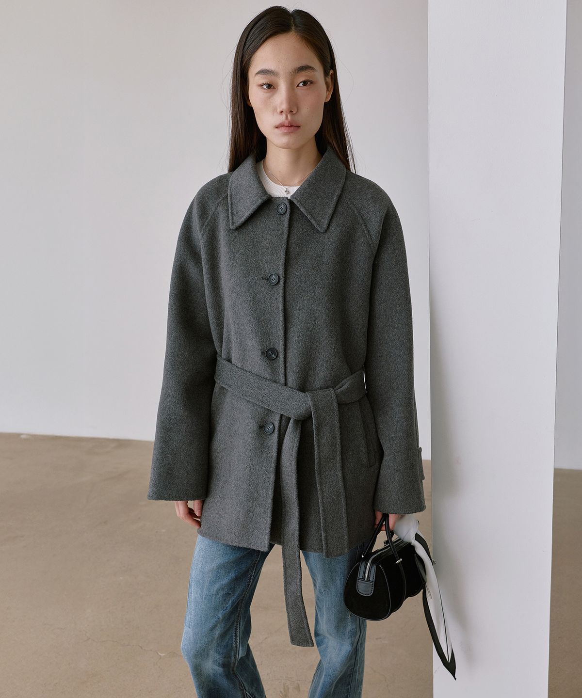몽돌(MONGDOL) [백 참 SET] 리얼 소가죽 스웨이드 미니백 블랙 MDBG015BLACK