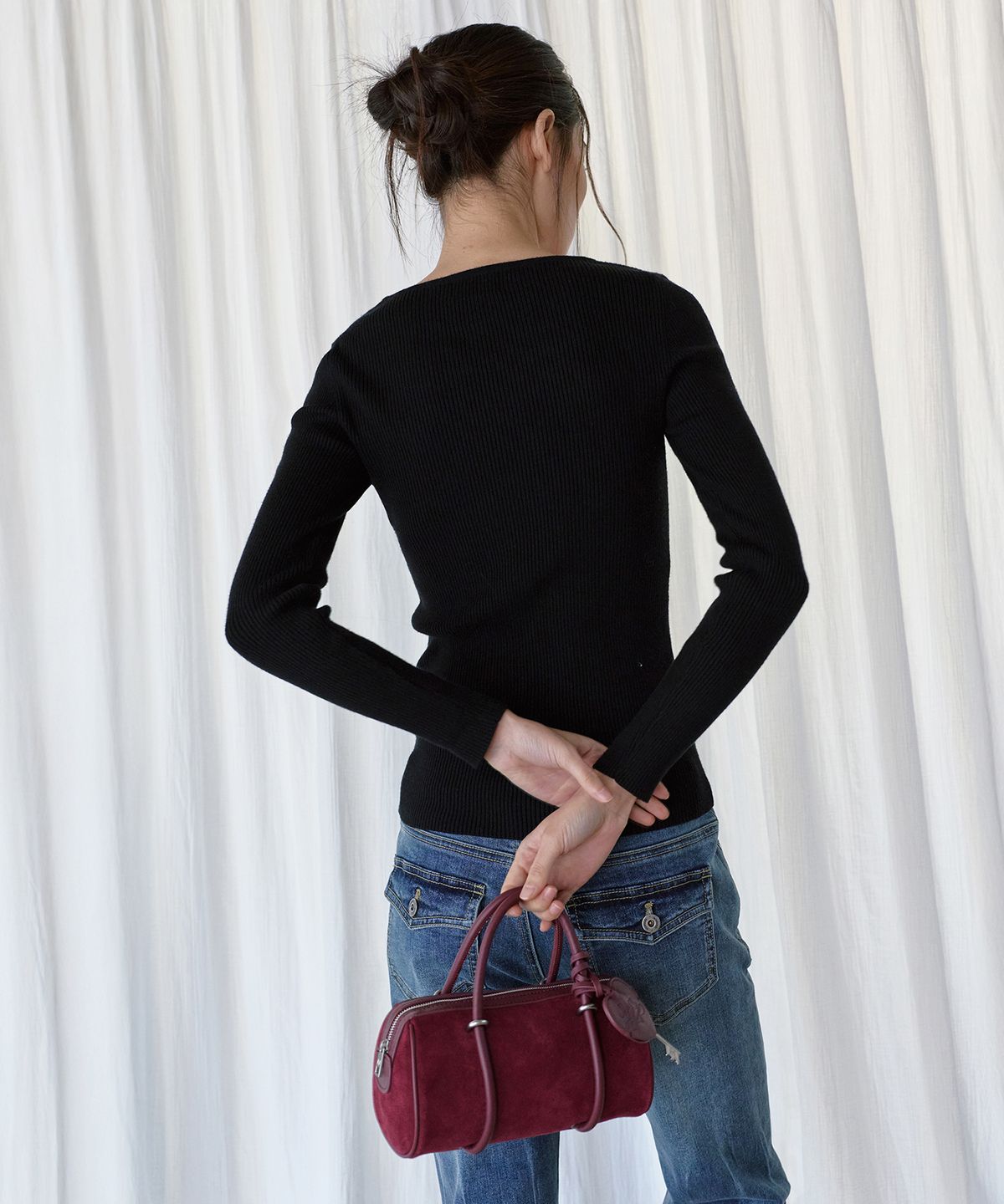 몽돌(MONGDOL) [백 참 SET] 리얼 소가죽 스웨이드 미니백 버건디 MDBG015BURGUNDY