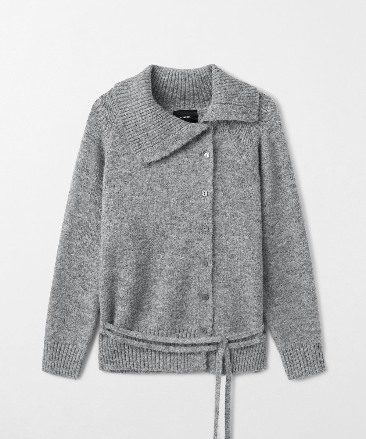 몽돌(MONGDOL) 언발란스 카라 니트 가디건 그레이 MDKT137GRAY