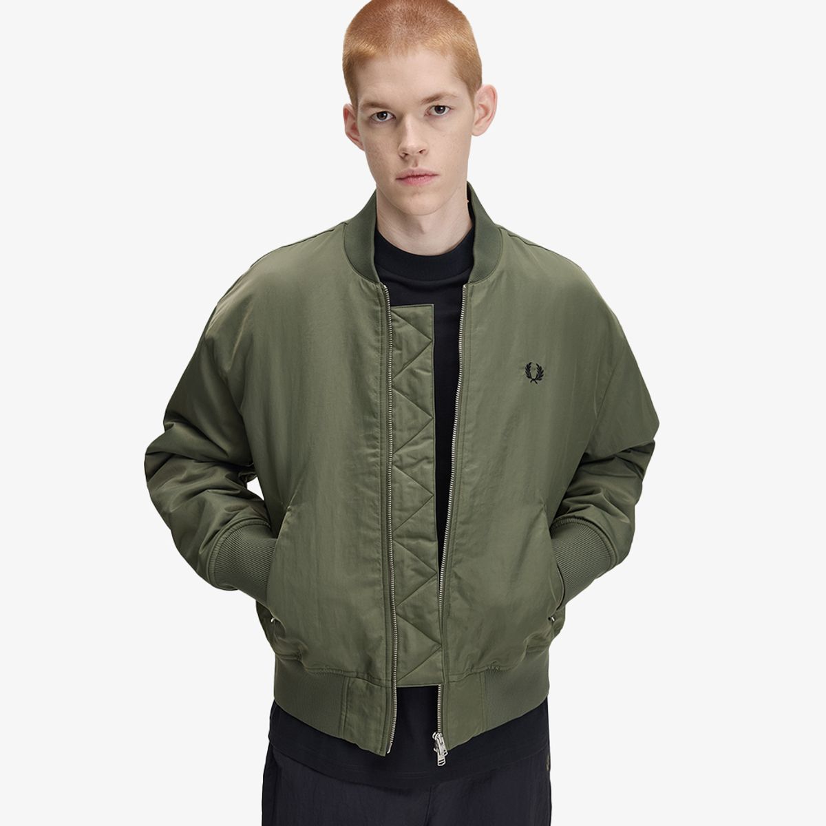 프레드페리(FRED PERRY) [Sport] 퀼티드 테니스 보머 재킷 - 로렐리스그린 AFPM2G33318-X21