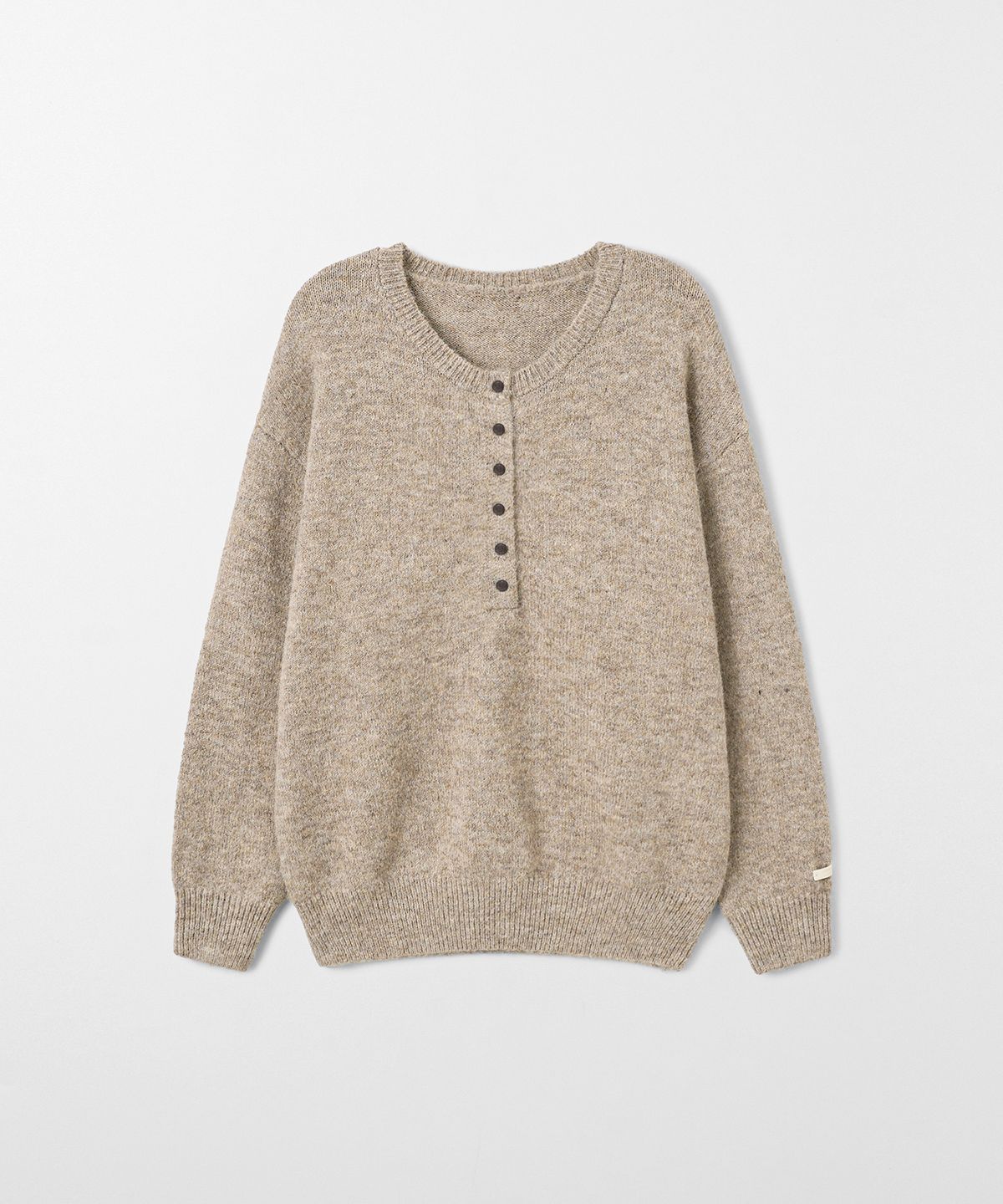 몽돌(MONGDOL) 헨리넥 오버핏 니트 탑 베이지 MDKT132BEIGE