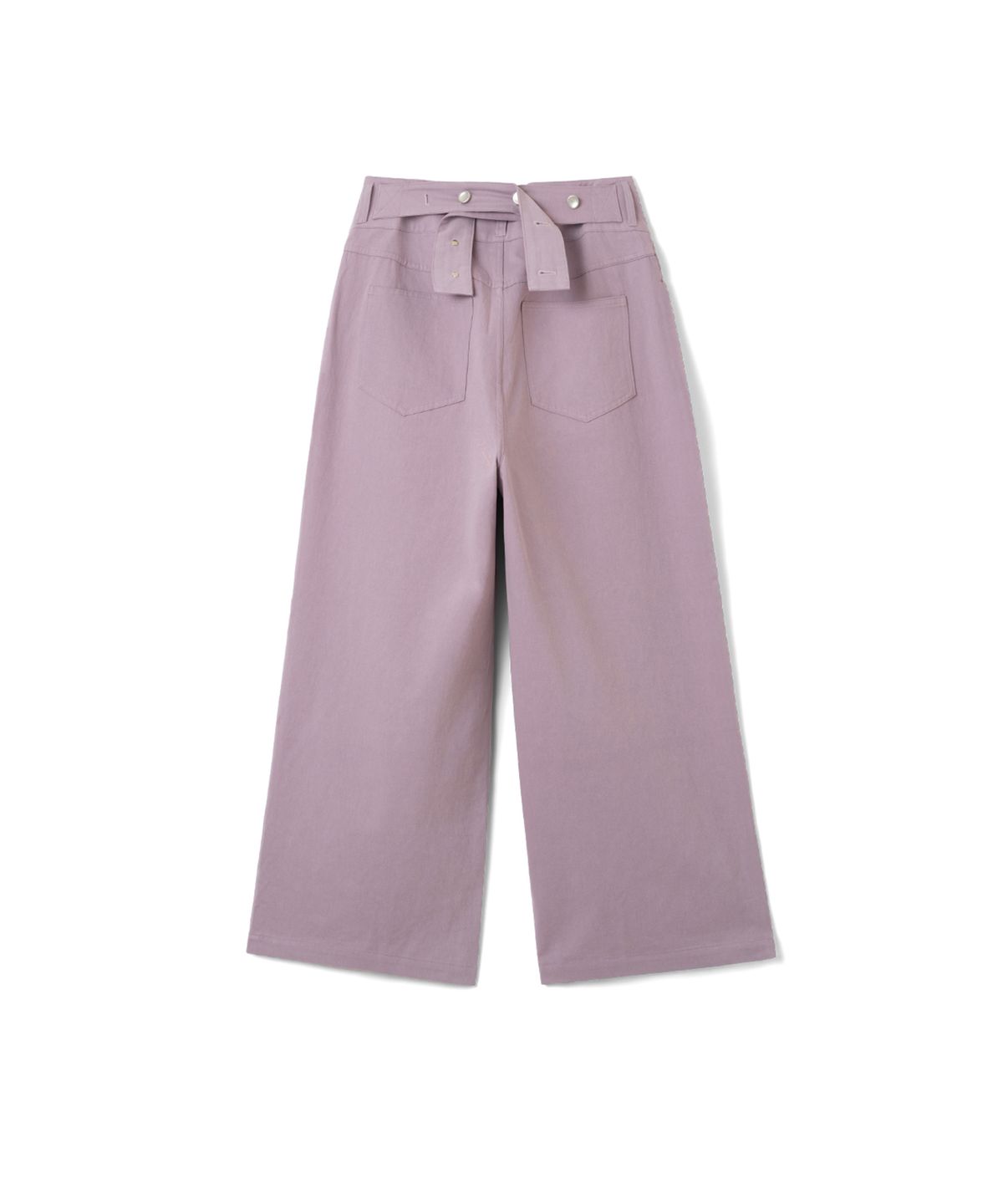 이요우아(IYOWUAH) Back Belt Wide Cotton Pants, Light Purple