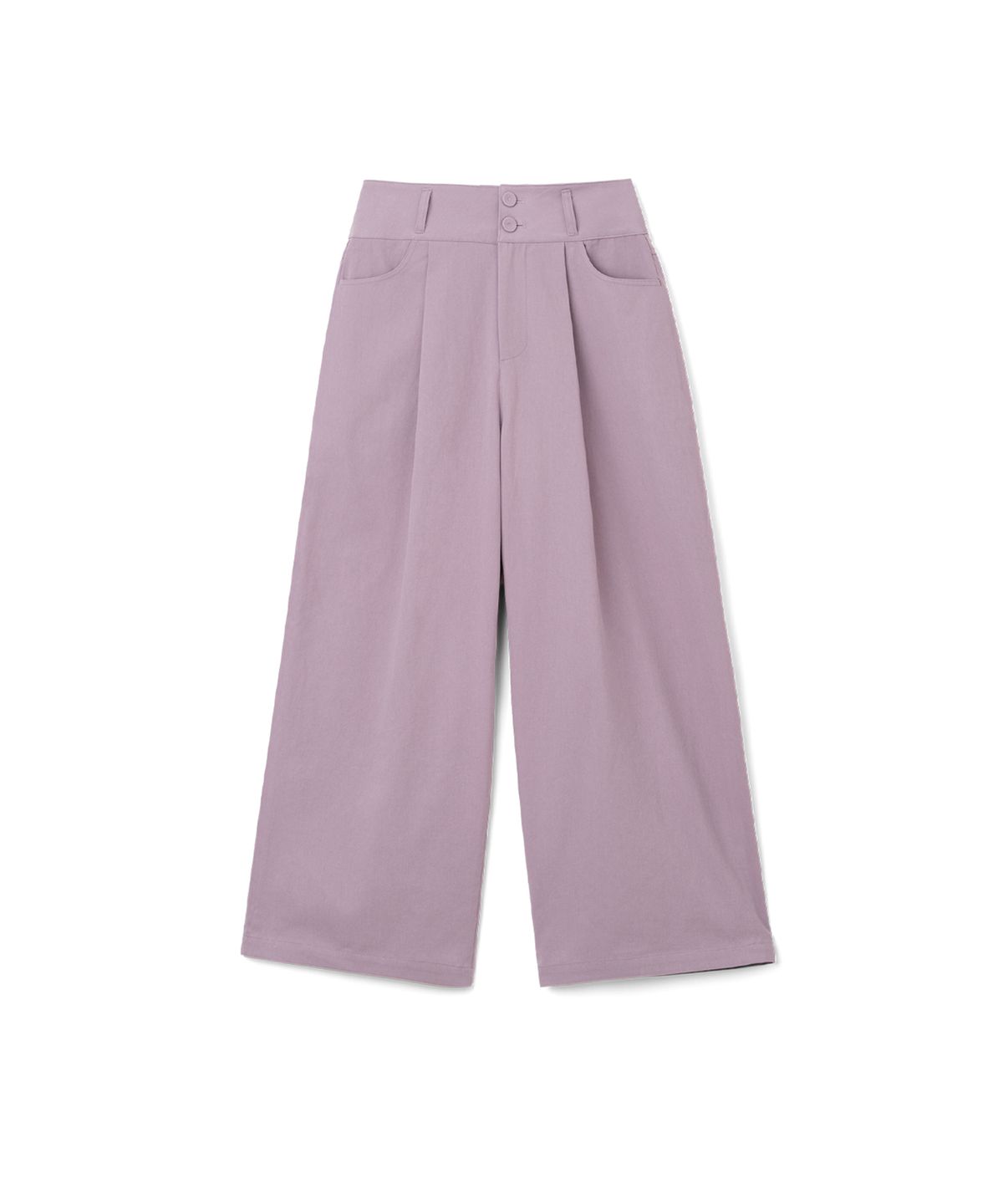 이요우아(IYOWUAH) Back Belt Wide Cotton Pants, Light Purple