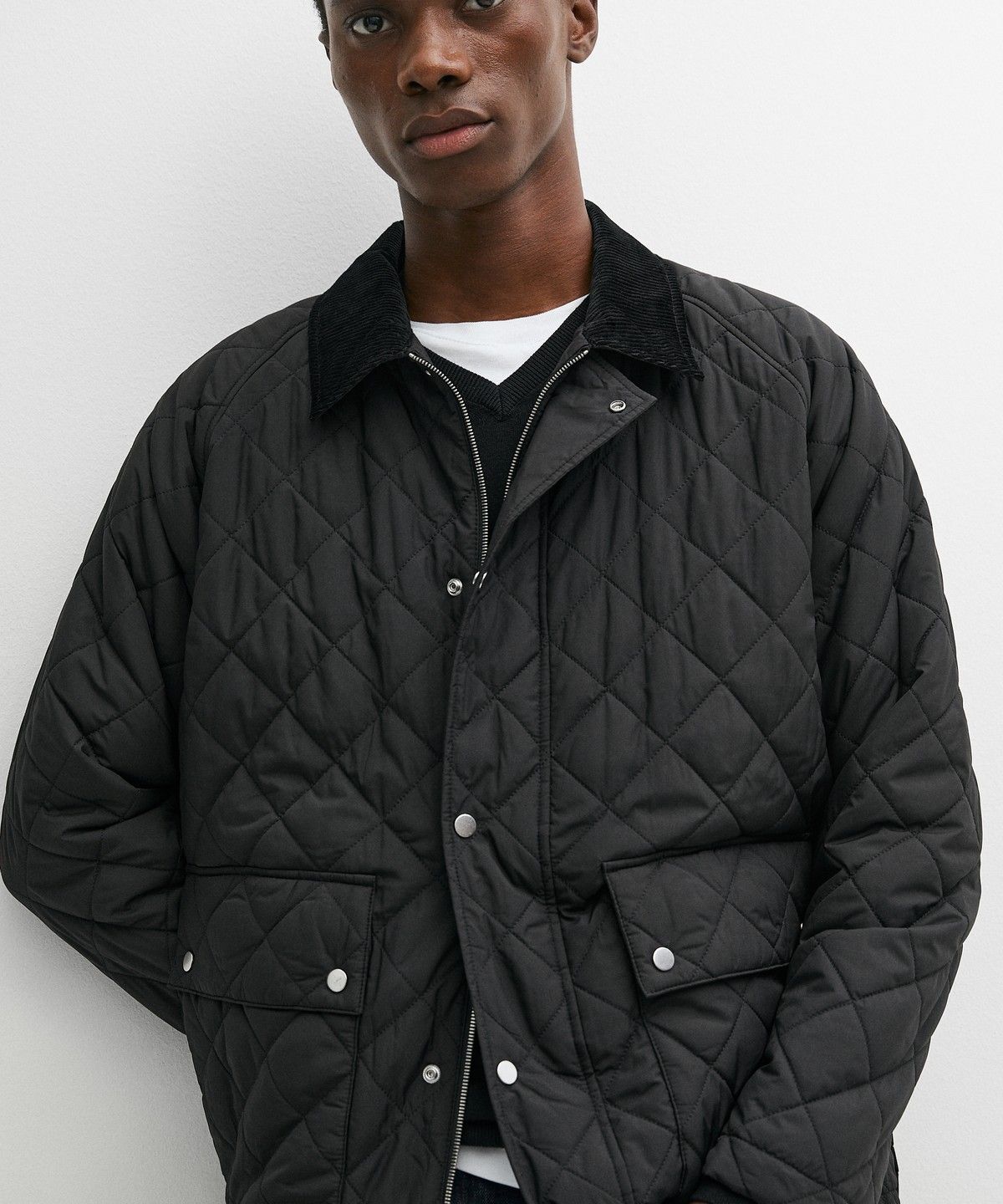 마시모두띠(MASSIMO DUTTI) 코듀로이 칼라 누비 자켓