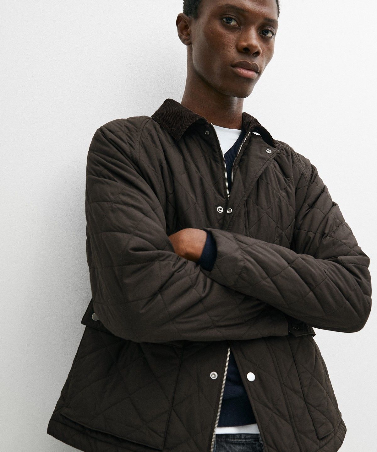 마시모두띠(MASSIMO DUTTI) 코듀로이 칼라 누비 자켓
