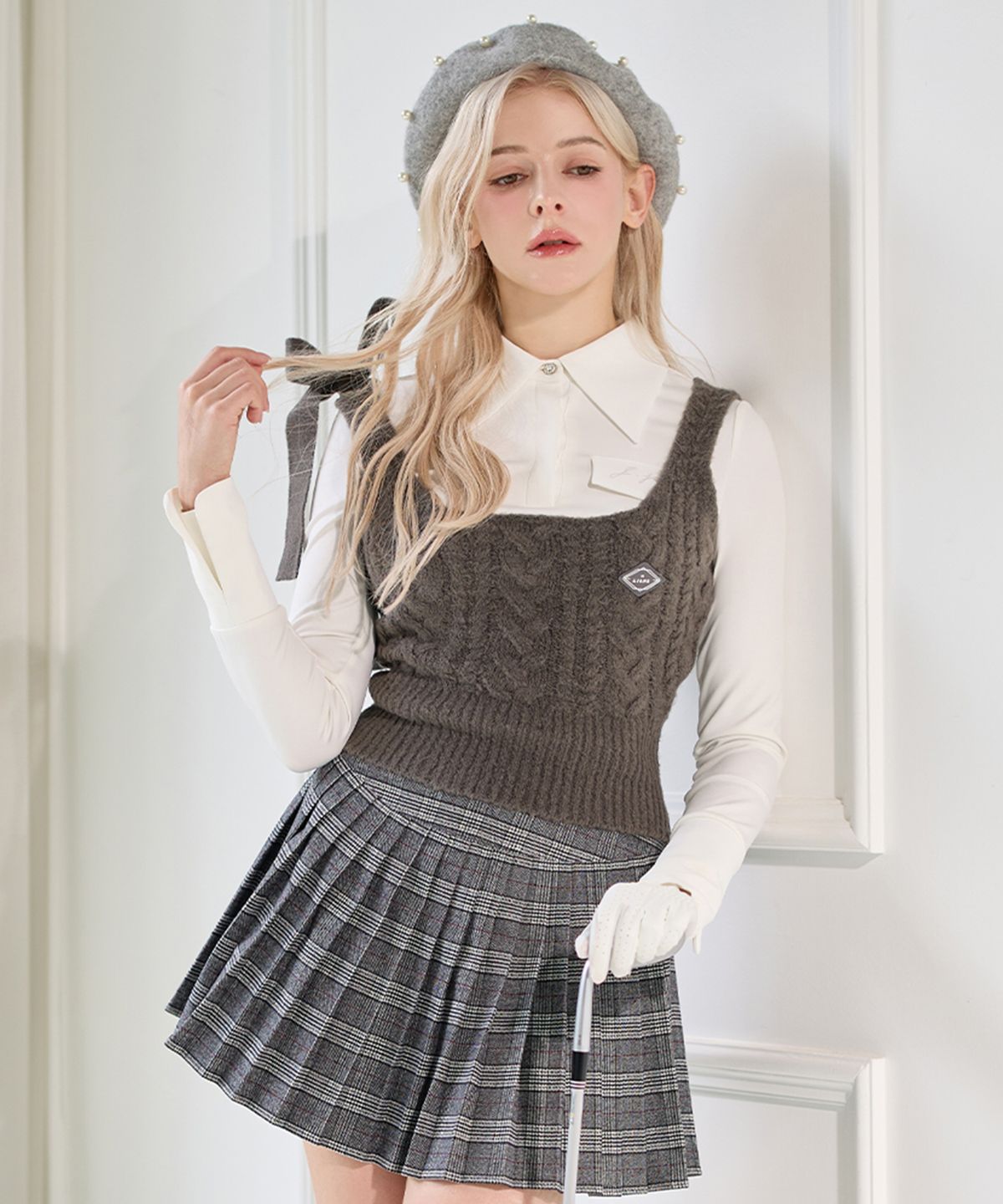 제이제인(J.JANE) 리본 니트 베스트 Ribbon Knit Vest (Gray)