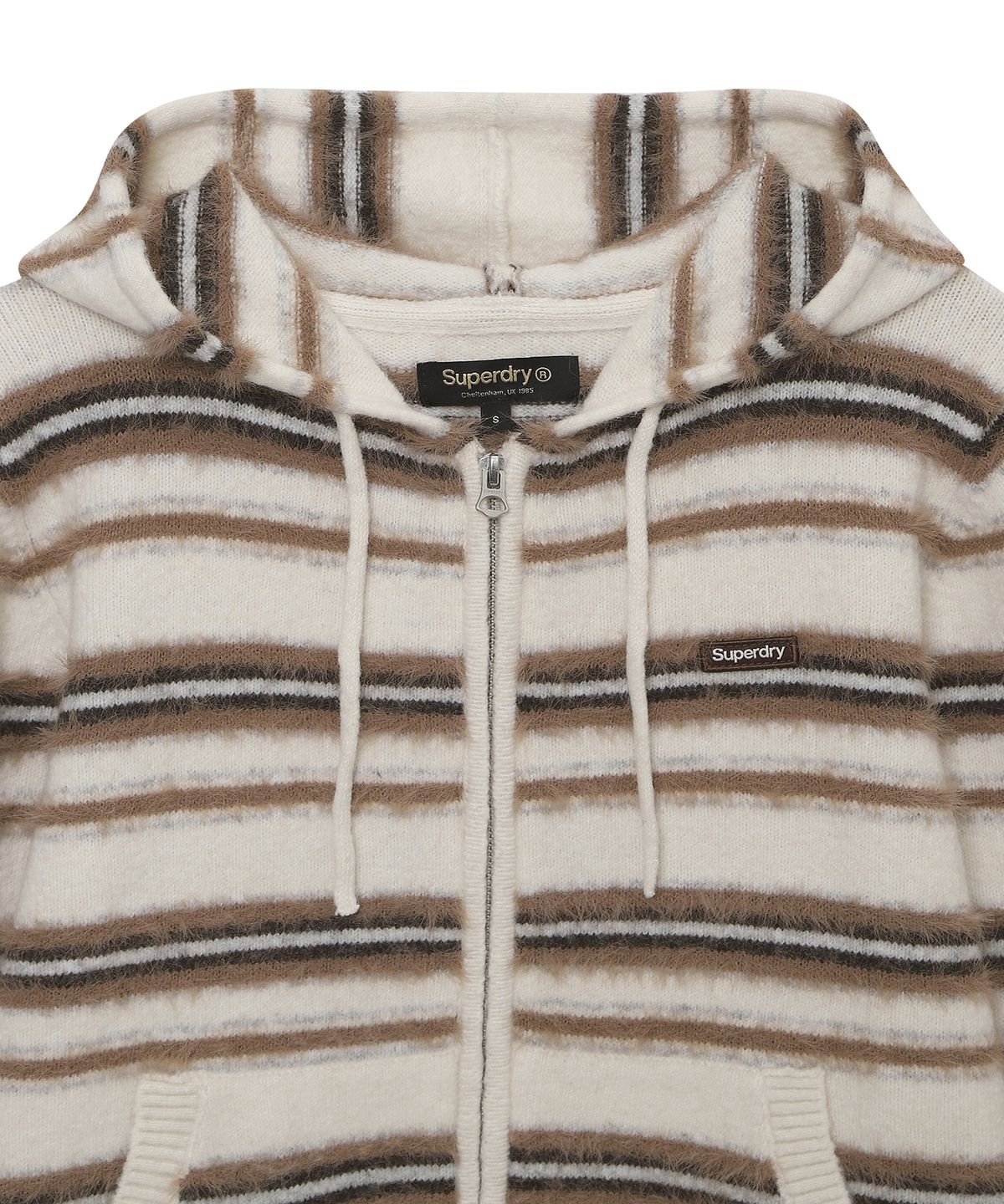 슈퍼드라이(SUPERDRY) 우먼스 라인드라이 니트 집업 아이보이 SDFKCFQ05IVR