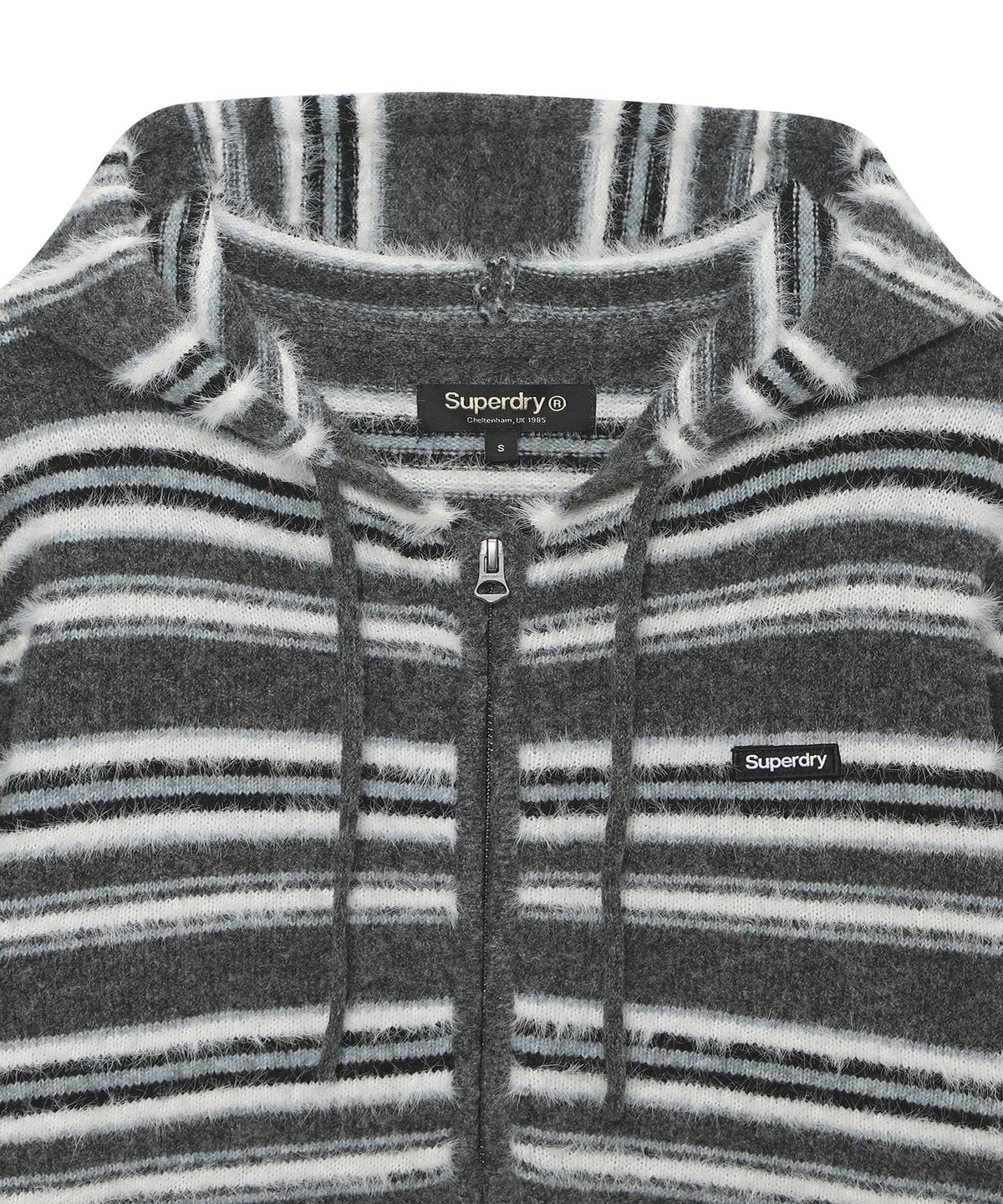 슈퍼드라이(SUPERDRY) 우먼스 라인드라이 니트 집업 다크 멜란지 그레이 SDFKCFQ05DMG