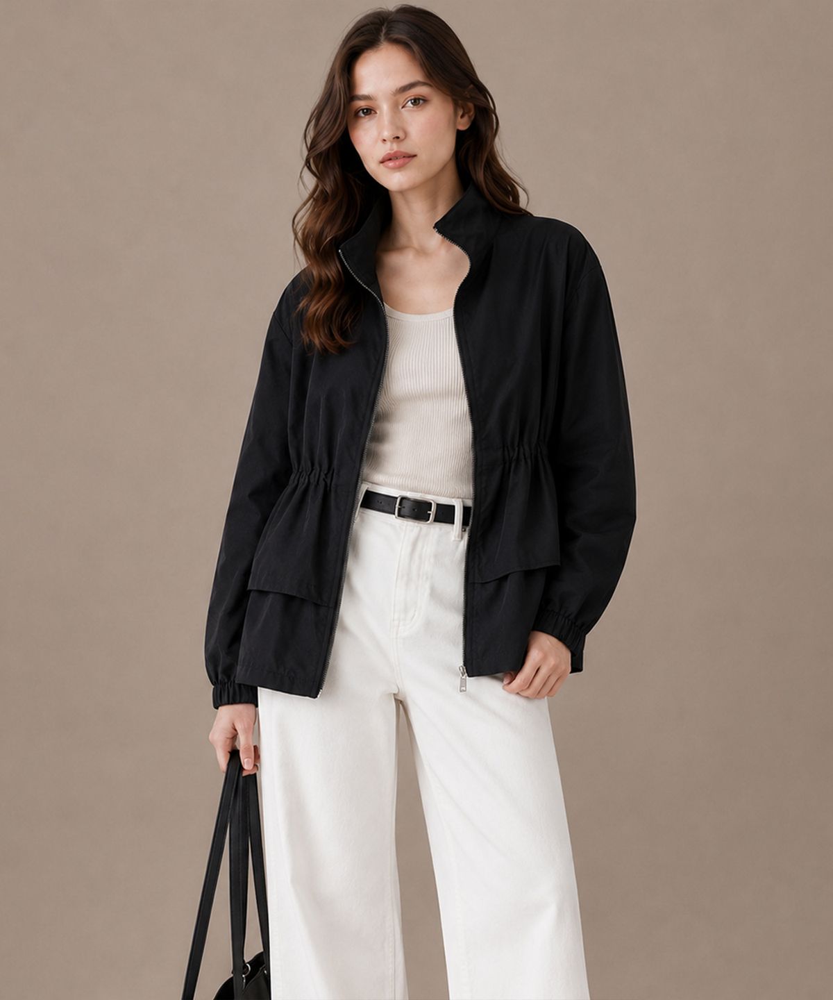 바스카라(VASCARA) Collared Peplum Zip-Up Jacket (2colors)