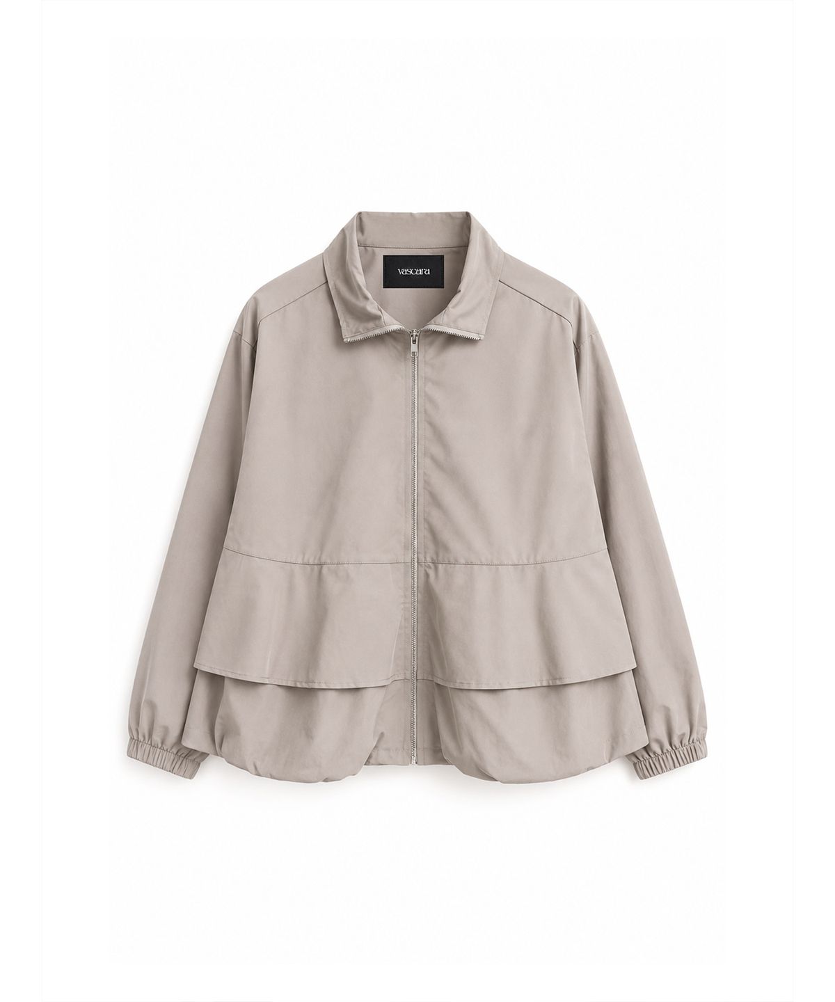 바스카라(VASCARA) Collared Peplum Zip-Up Jacket (2colors)