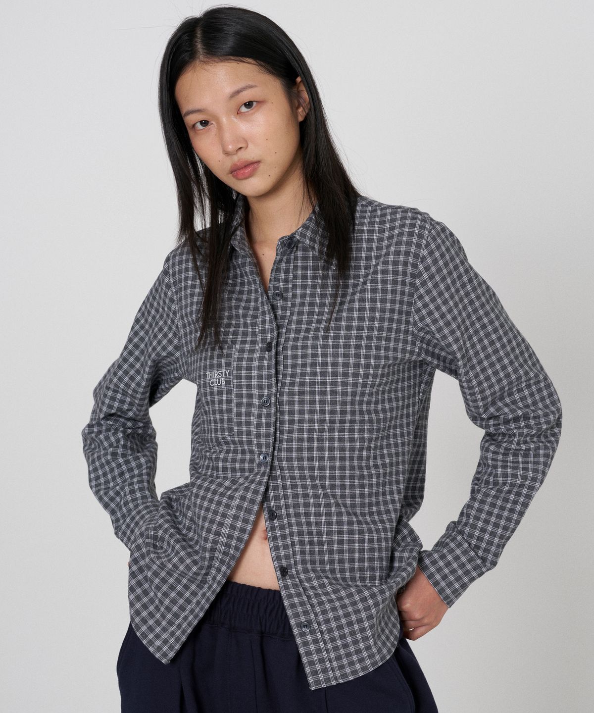 떨스티클럽(THIRSTYCLUB) Ramble cotton check shirt - Grey