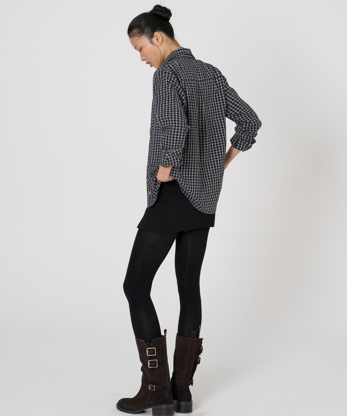 떨스티클럽(THIRSTYCLUB) Ramble cotton check shirt - Black