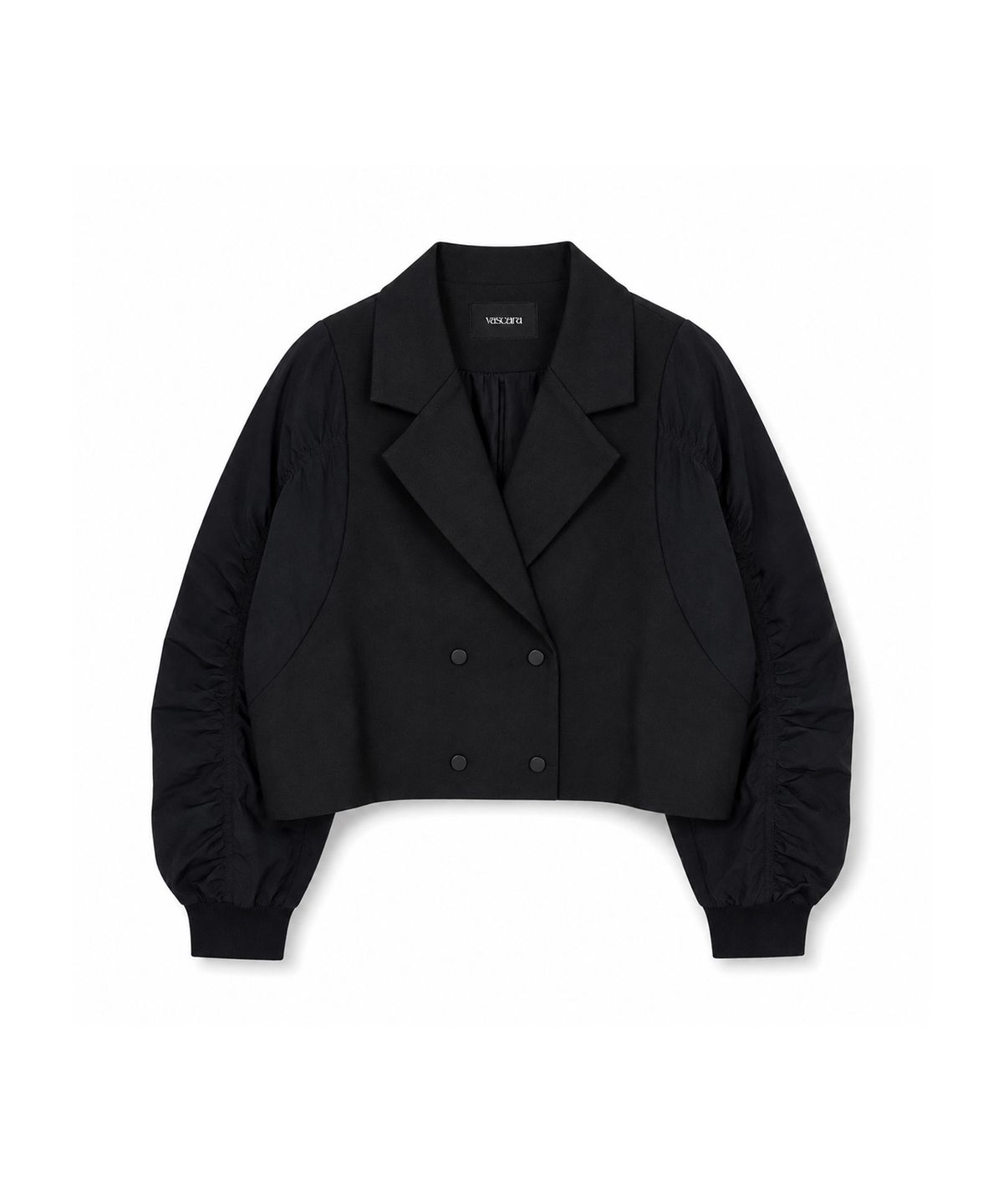 바스카라(VASCARA) Shirring Sleeve Double-Breasted Short Jacket (2colors)