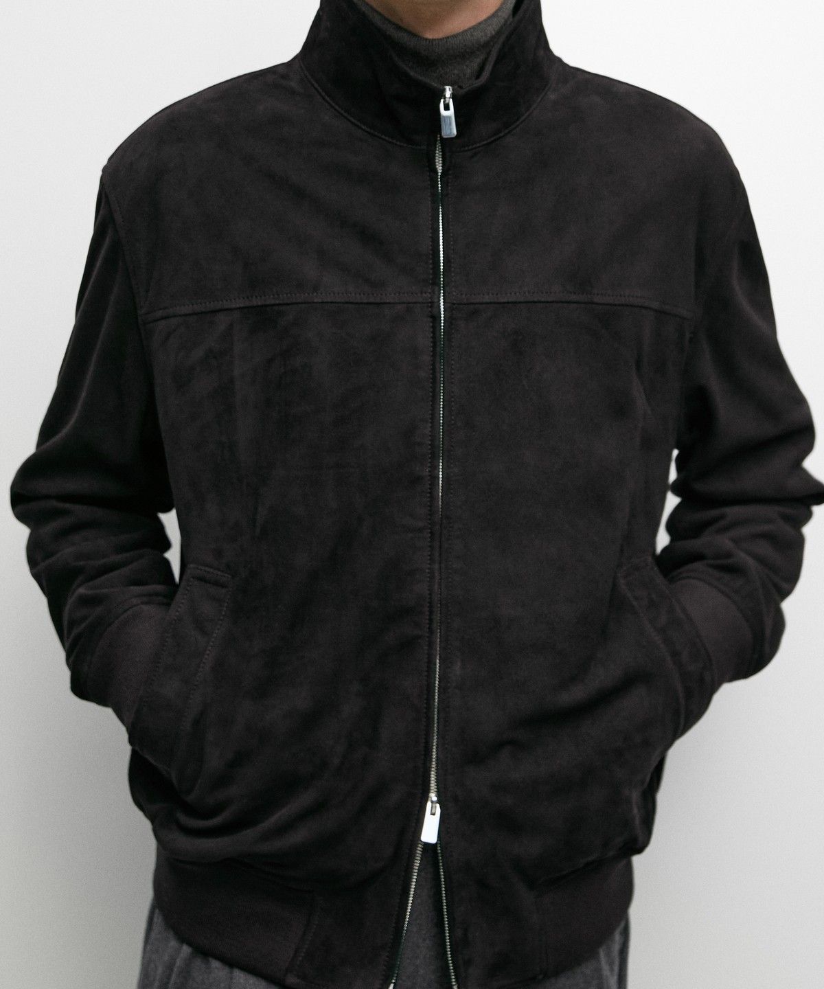 마시모두띠(MASSIMO DUTTI) 스웨이드 염소 가죽 봄버 재킷