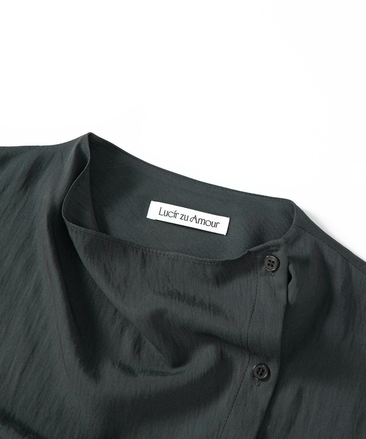 루시르주(LUCIR ZU) Cowl Neck Button Blouse (Charcoal)