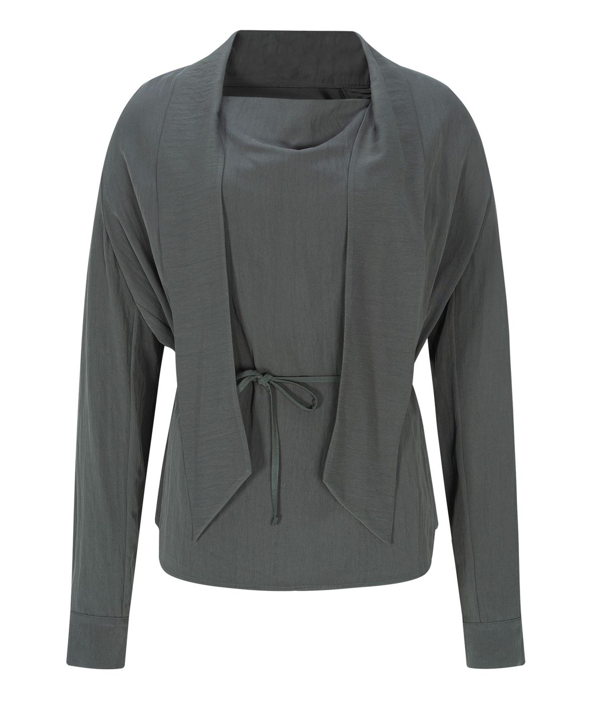 루시르주(LUCIR ZU) Scarf Cowl Neck Blouse (Charcoal)