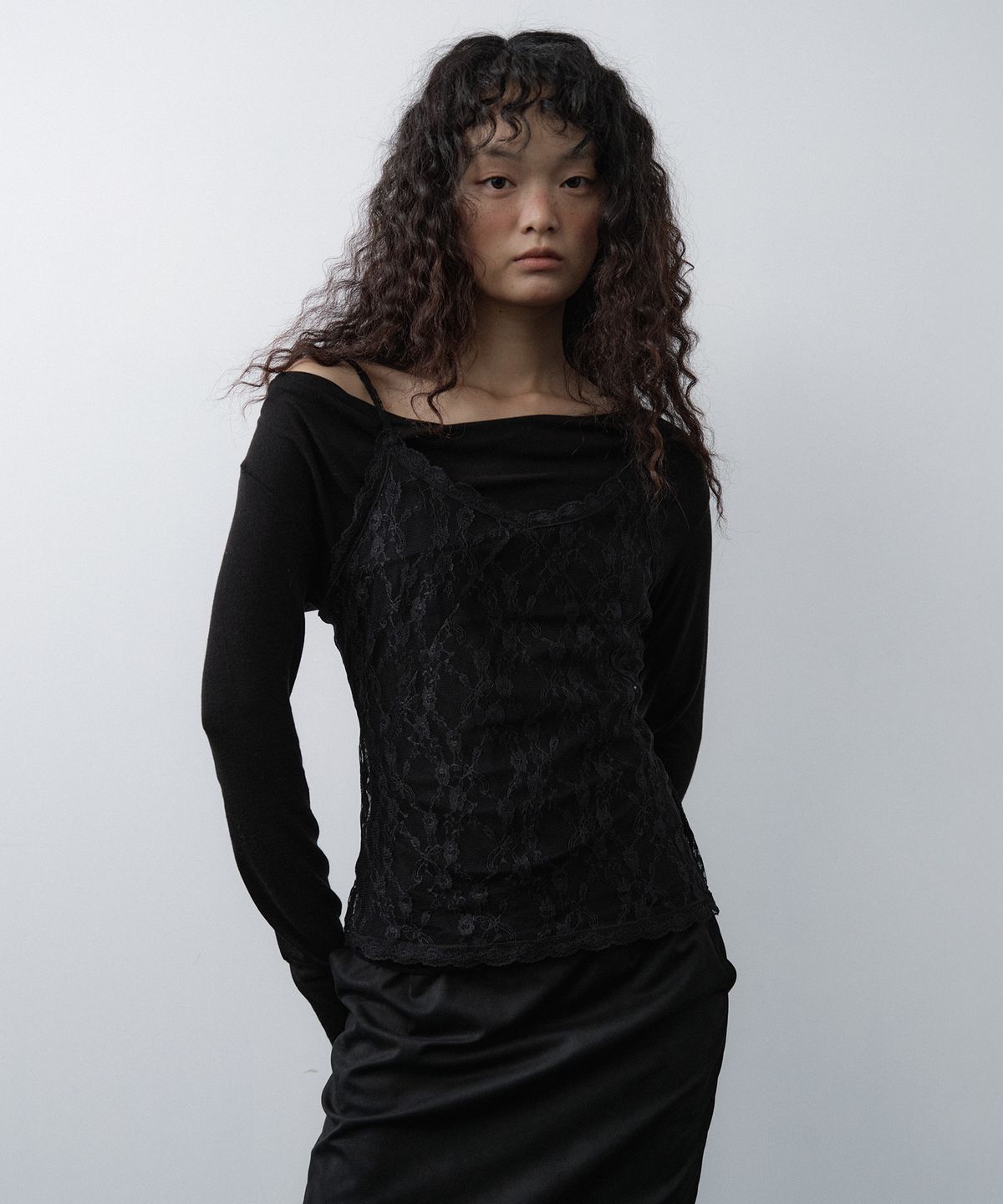 루시르주(LUCIR ZU) Lace Bustier Camisole (Black)