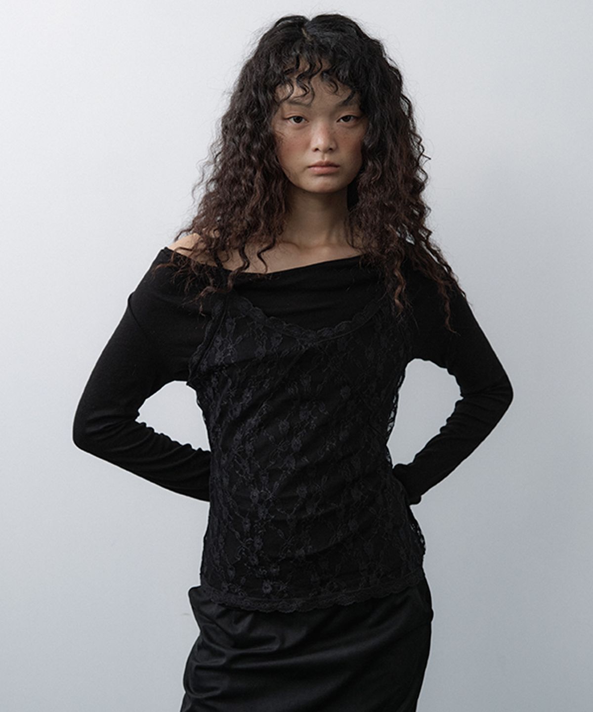 루시르주(LUCIR ZU) Lace Bustier Camisole (Black)