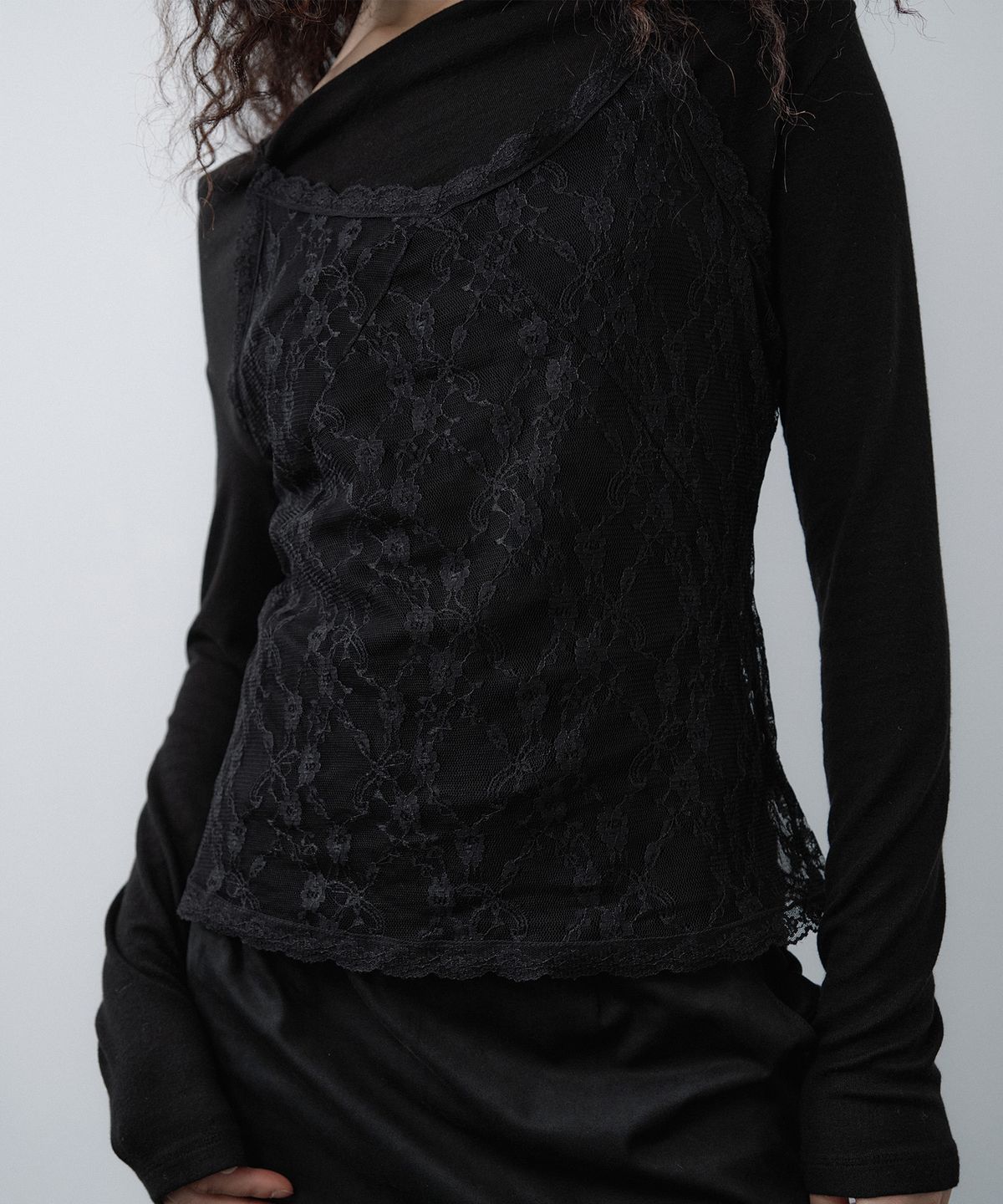 루시르주(LUCIR ZU) Lace Bustier Camisole (Black)