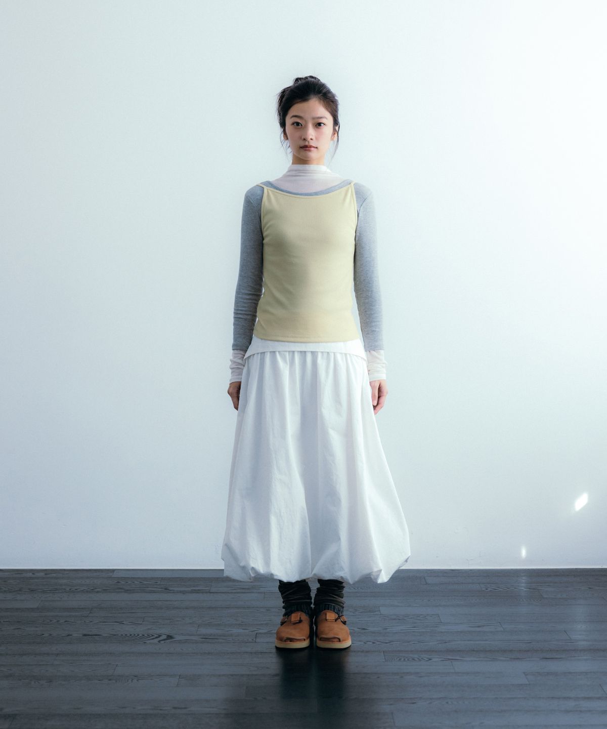 이요우아(IYOWUAH) Bloom Layered Skirt, White