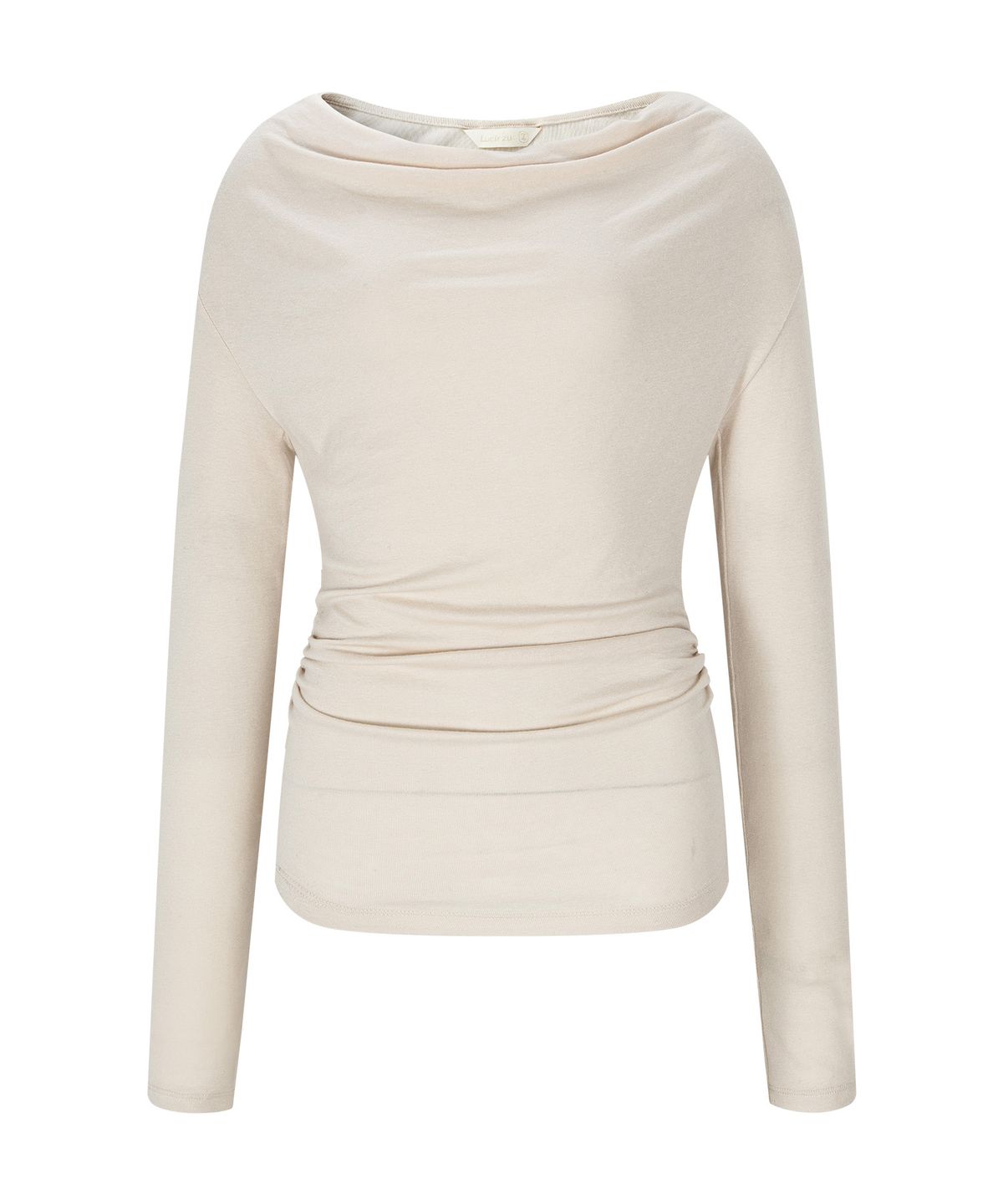 루시르주(LUCIR ZU) Cowl Neck Convertible-Sleeve Top (Beige)